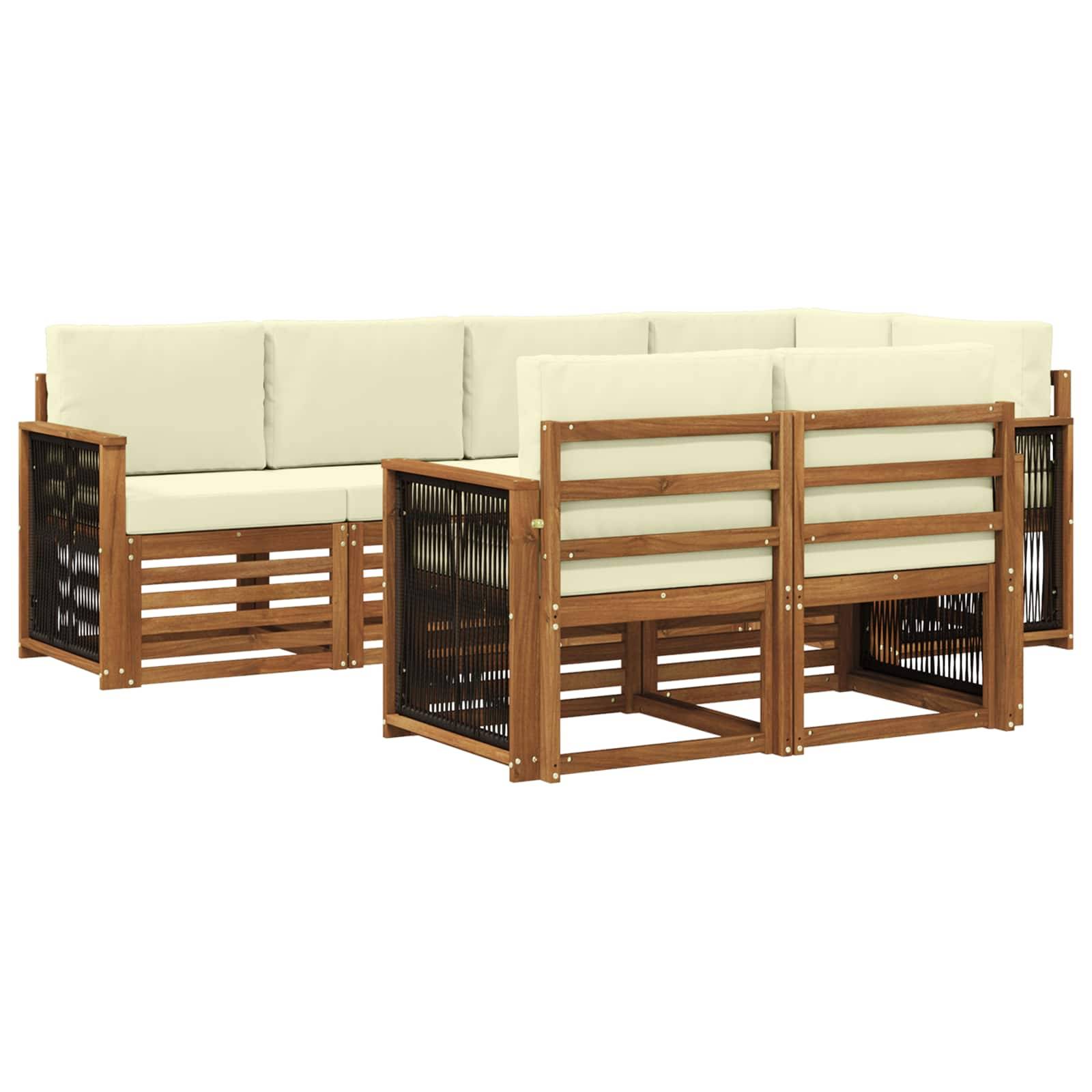 vidaXL Ecksofa Set mit Kissen 6 pcs Natur und Creme