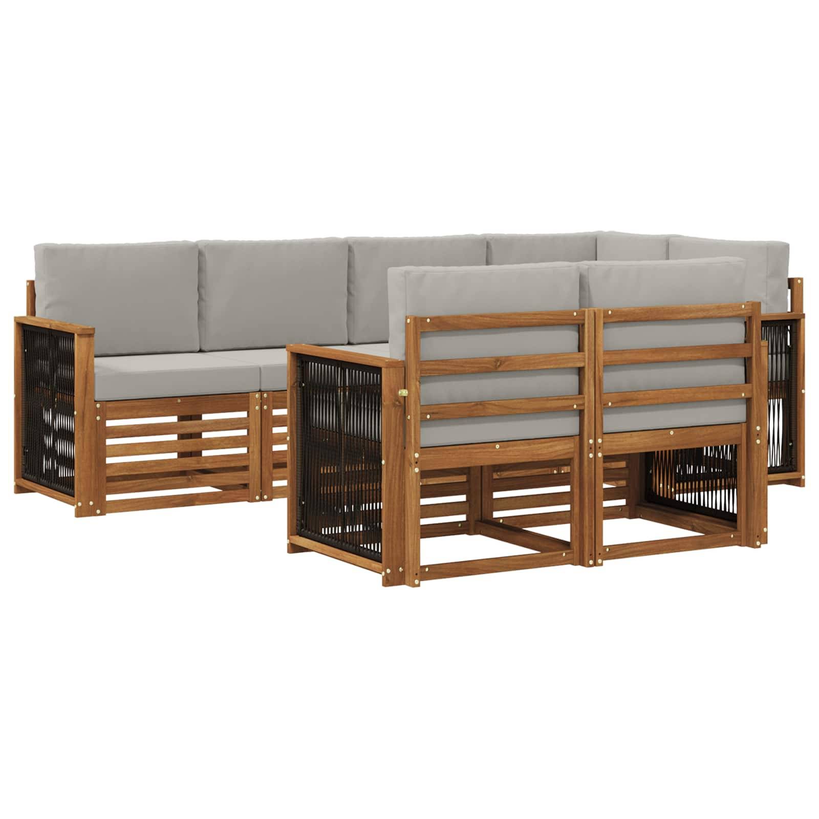 vidaXL Ecksofa Set mit Kissen 6 pcs Natürlich und Hellgrau