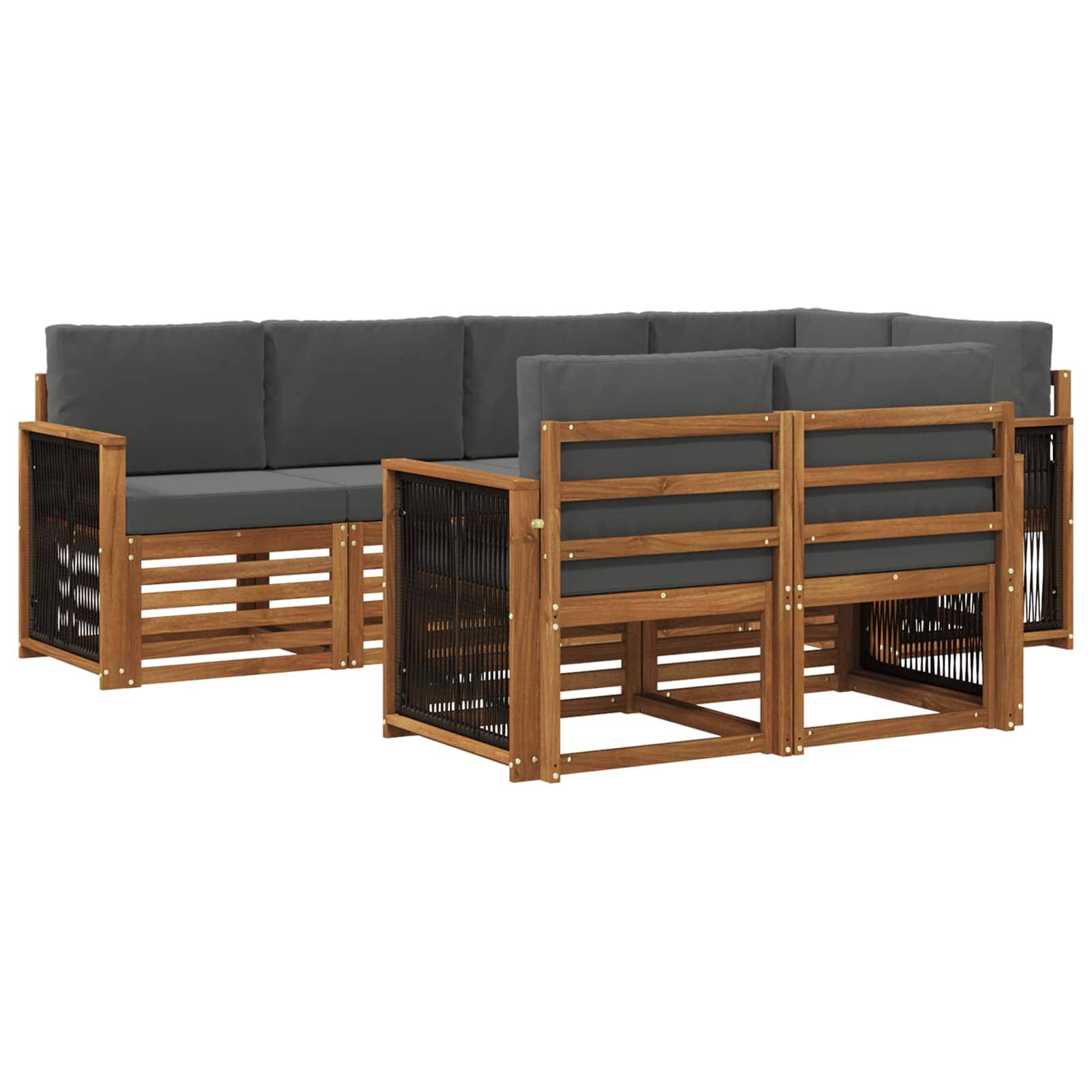 vidaXL Ecksofa Set mit Kissen 6 pcs Natur und Anthrazit