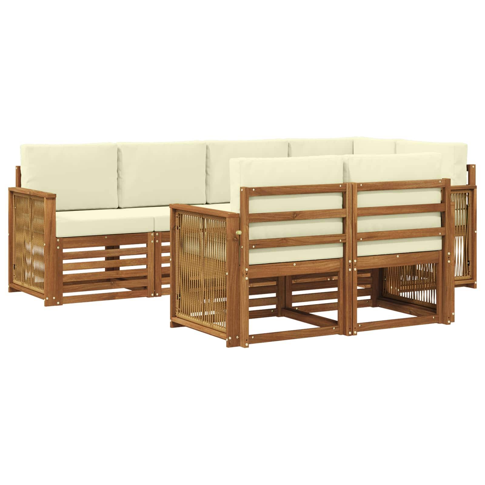 vidaXL Ecksofa Set mit Kissen 6 pcs Natur und Creme