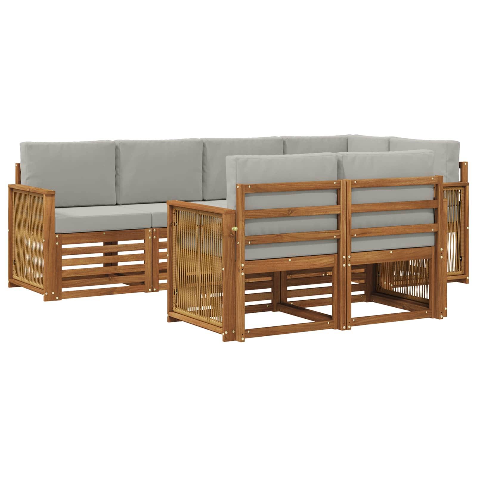 vidaXL Ecksofa Set mit Kissen 6 pcs Natürlich und Hellgrau