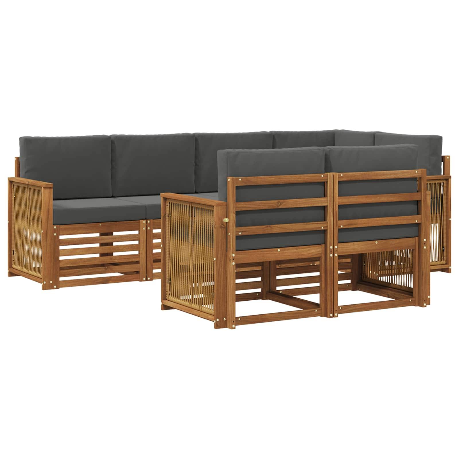 vidaXL Ecksofa Set mit Kissen 6 pcs Natur und Anthrazit