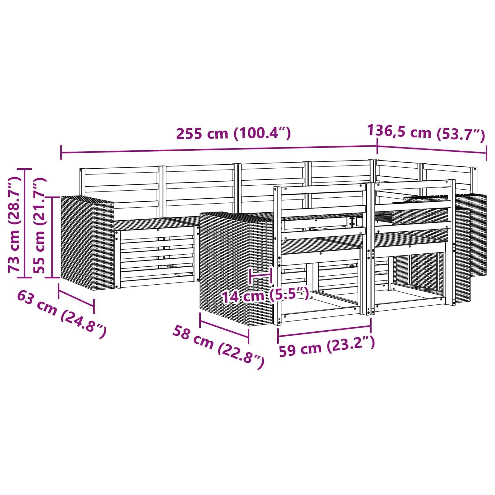 vidaXL Ecksofa Set 7 pcs Natur