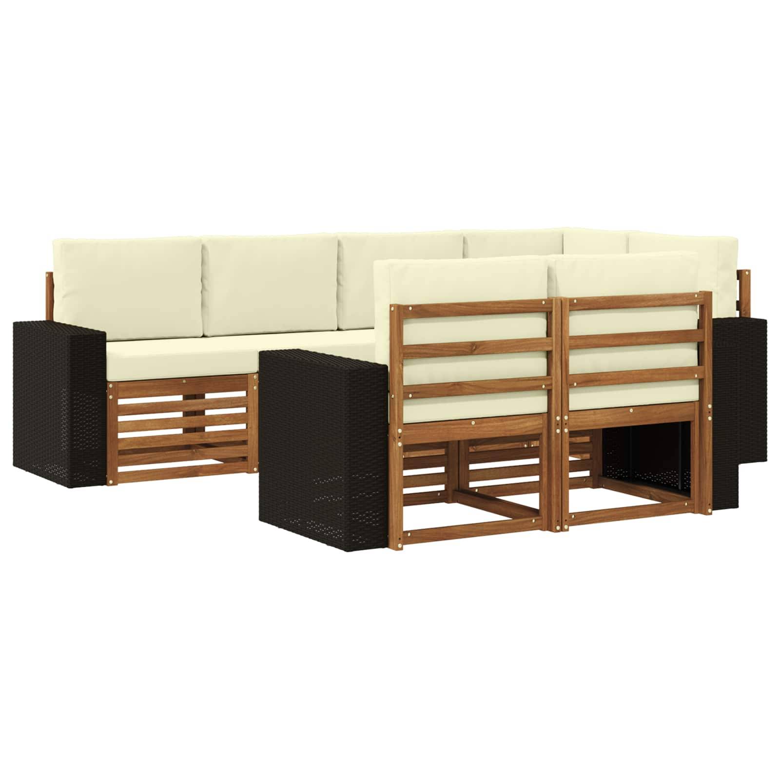 vidaXL Ecksofa Set mit Kissen 7 pcs Natur und Creme