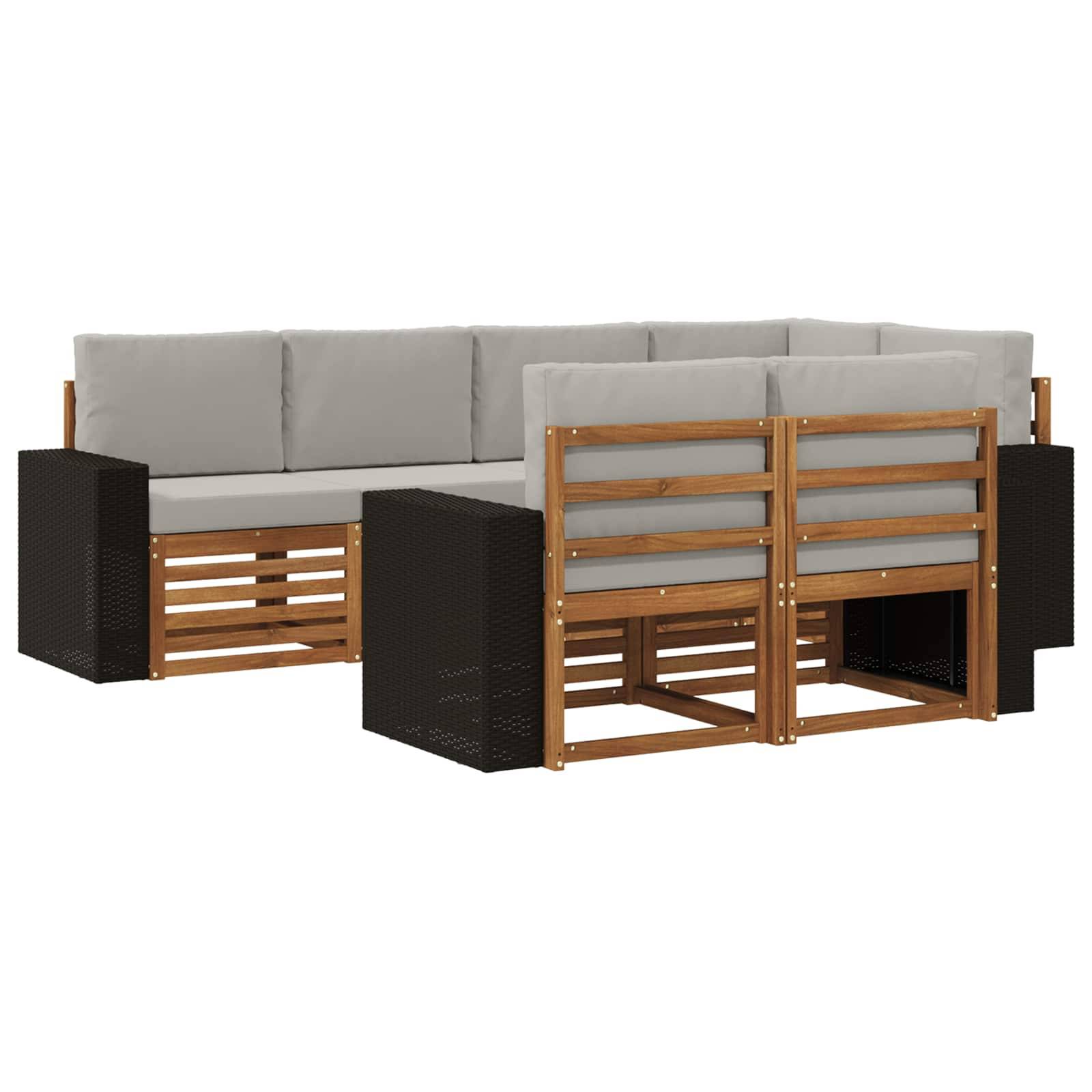 vidaXL Ecksofa Set mit Kissen 7 pcs Natürlich und Hellgrau