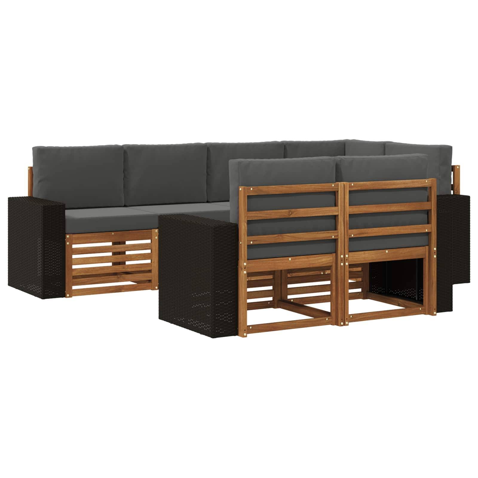 vidaXL Ecksofa Set mit Kissen 7 pcs Natur und Anthrazit
