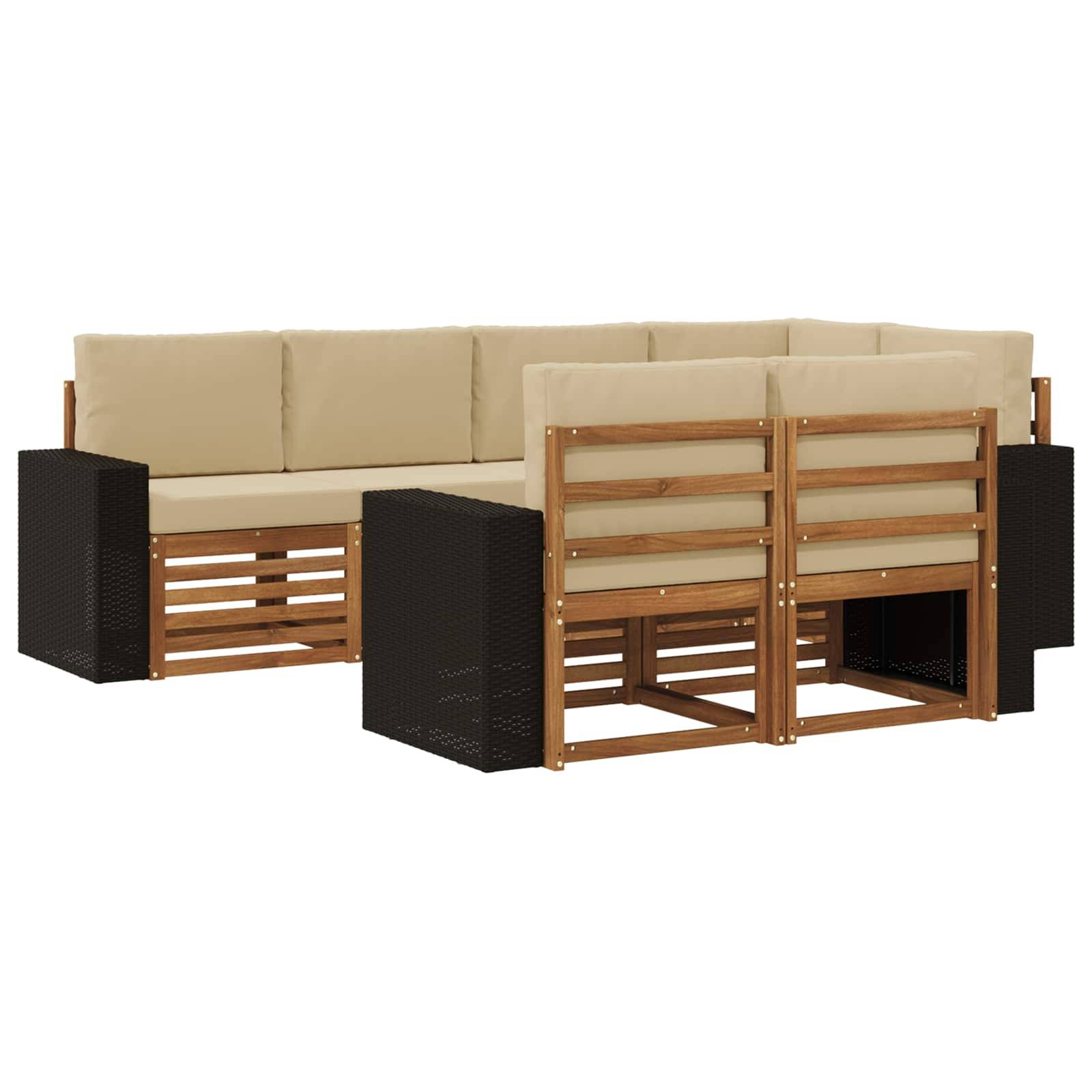 vidaXL Ecksofa Set mit Kissen 7 pcs Natur und Beige