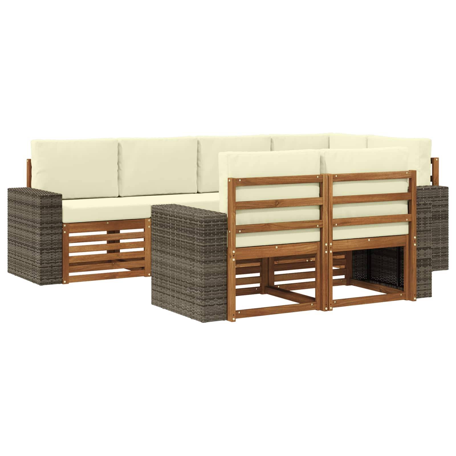 vidaXL Ecksofa Set mit Kissen 7 pcs Natur und Creme