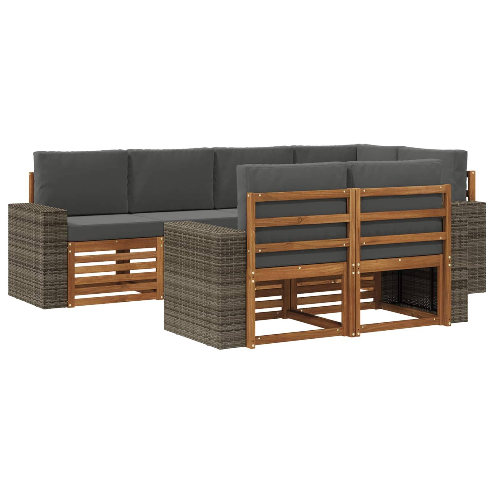 vidaXL Ecksofa Set mit Kissen 7 pcs Natur und Anthrazit