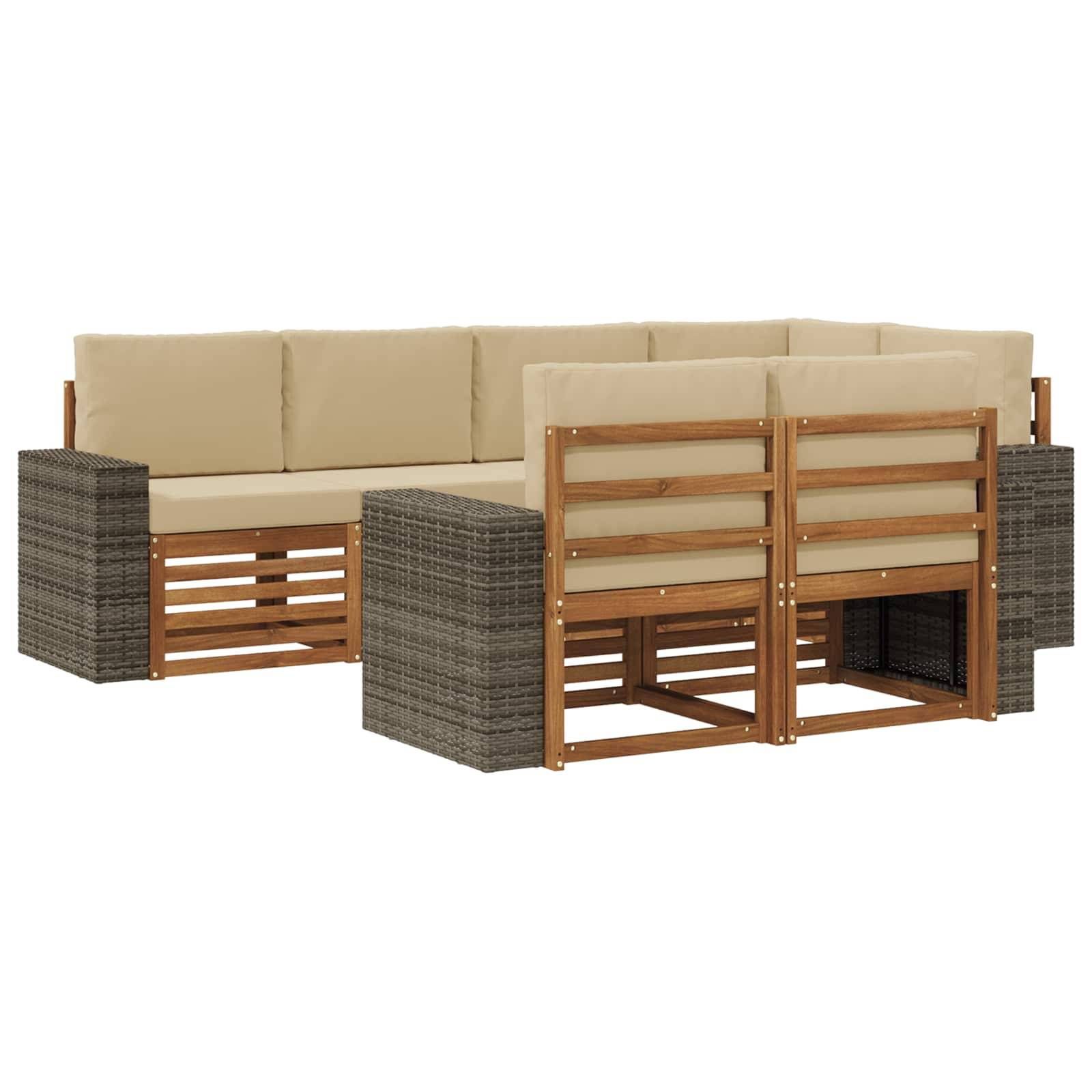 vidaXL Ecksofa Set mit Kissen 7 pcs Natur und Beige