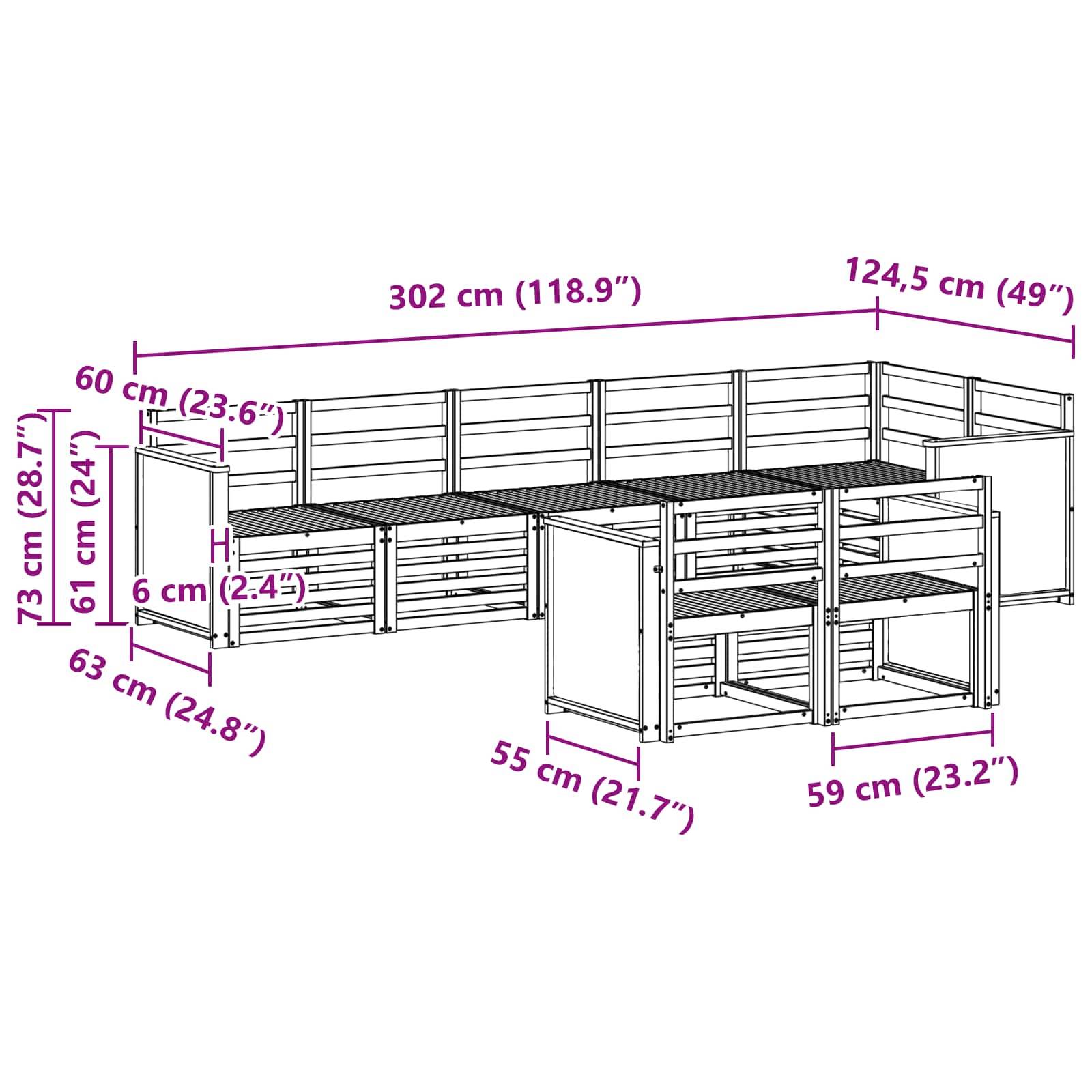 vidaXL Sofagarnituren Massivholz Akazie