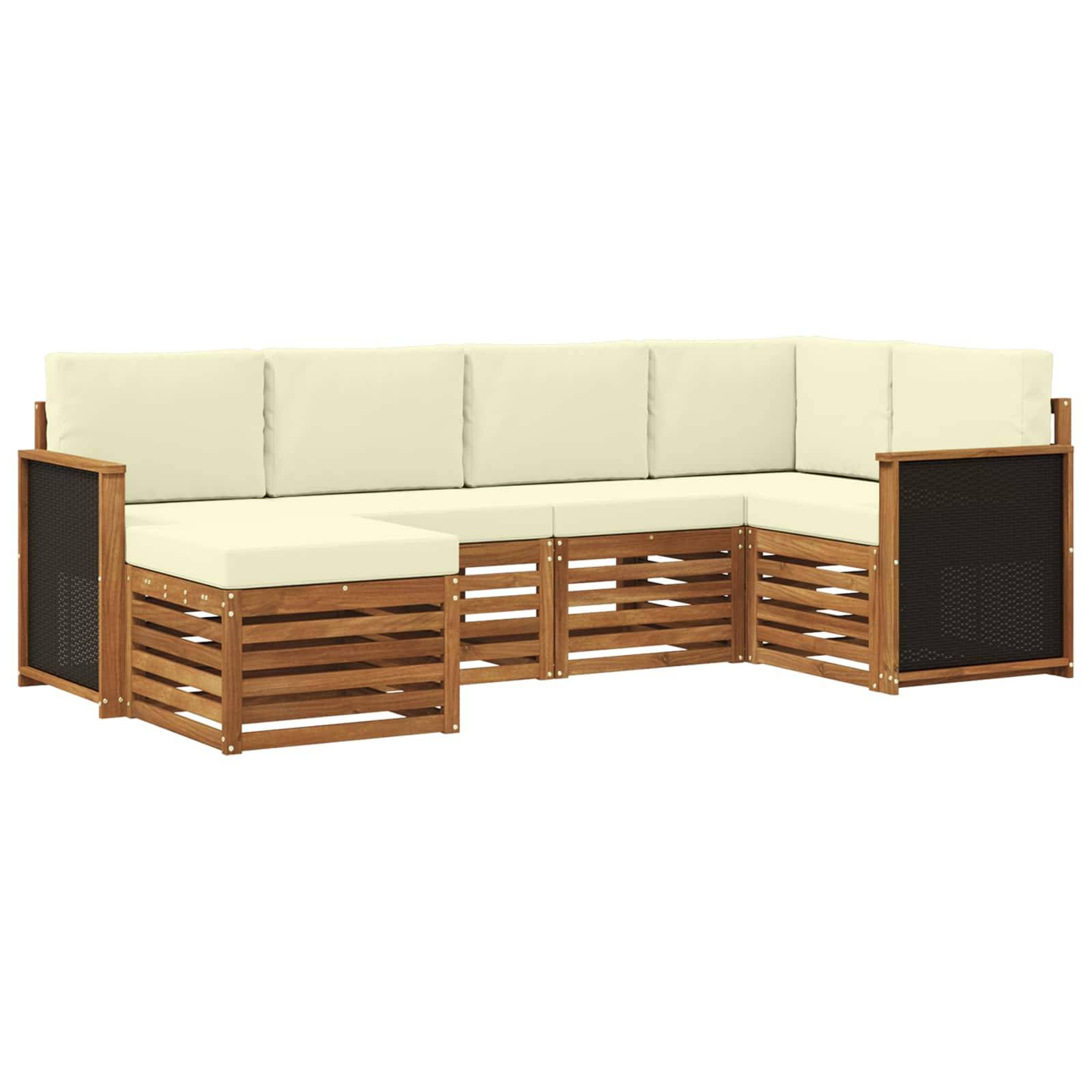 vidaXL Ecksofa Set mit Kissen 5 pcs Natur und Creme