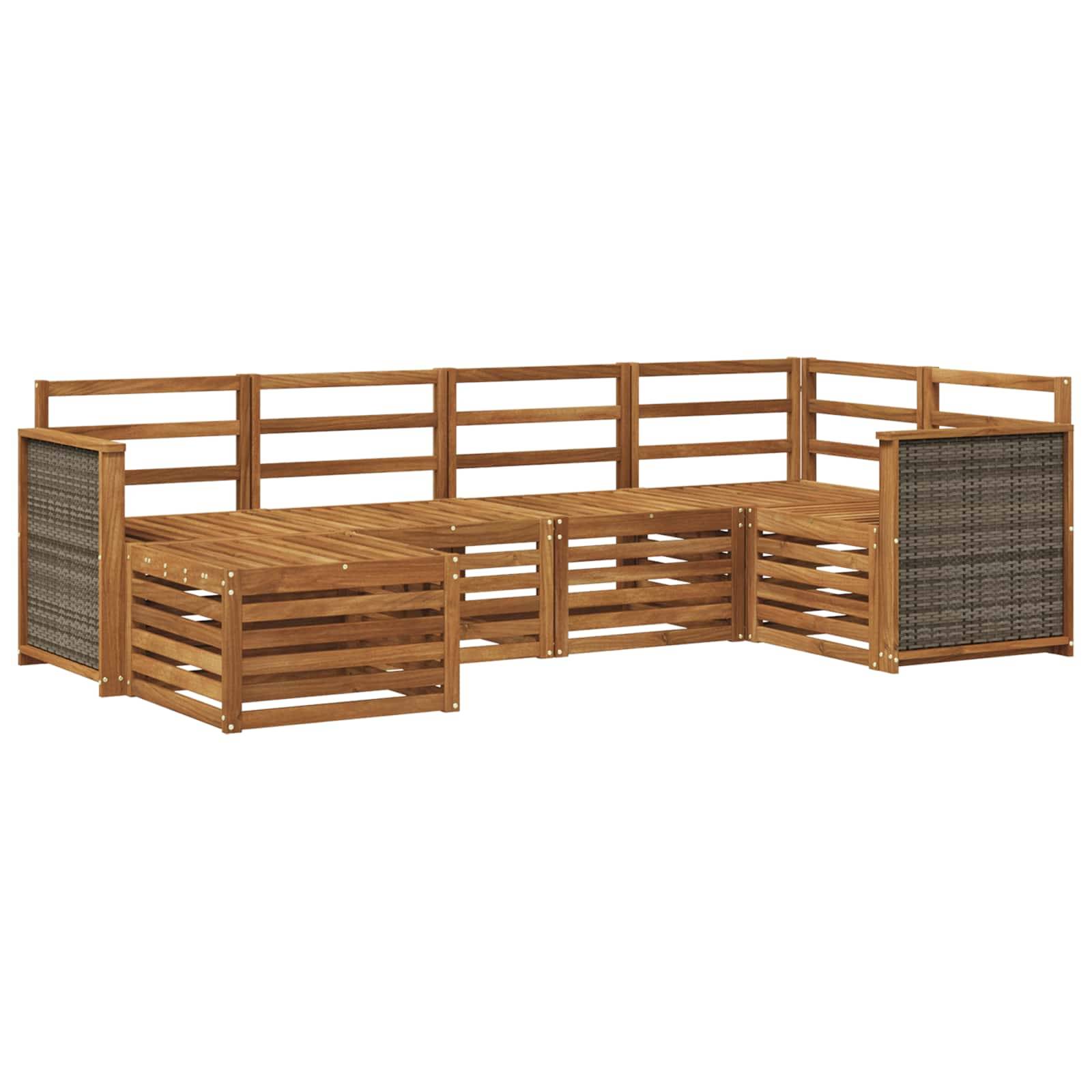 vidaXL Ecksofa Set 5 pcs Natur Massivholz Akazie
