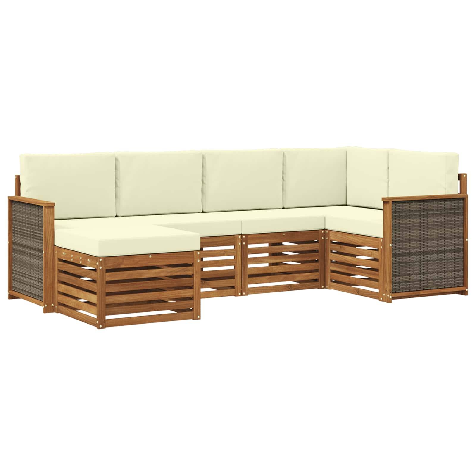 vidaXL Ecksofa Set mit Kissen 5 pcs Natur und Creme