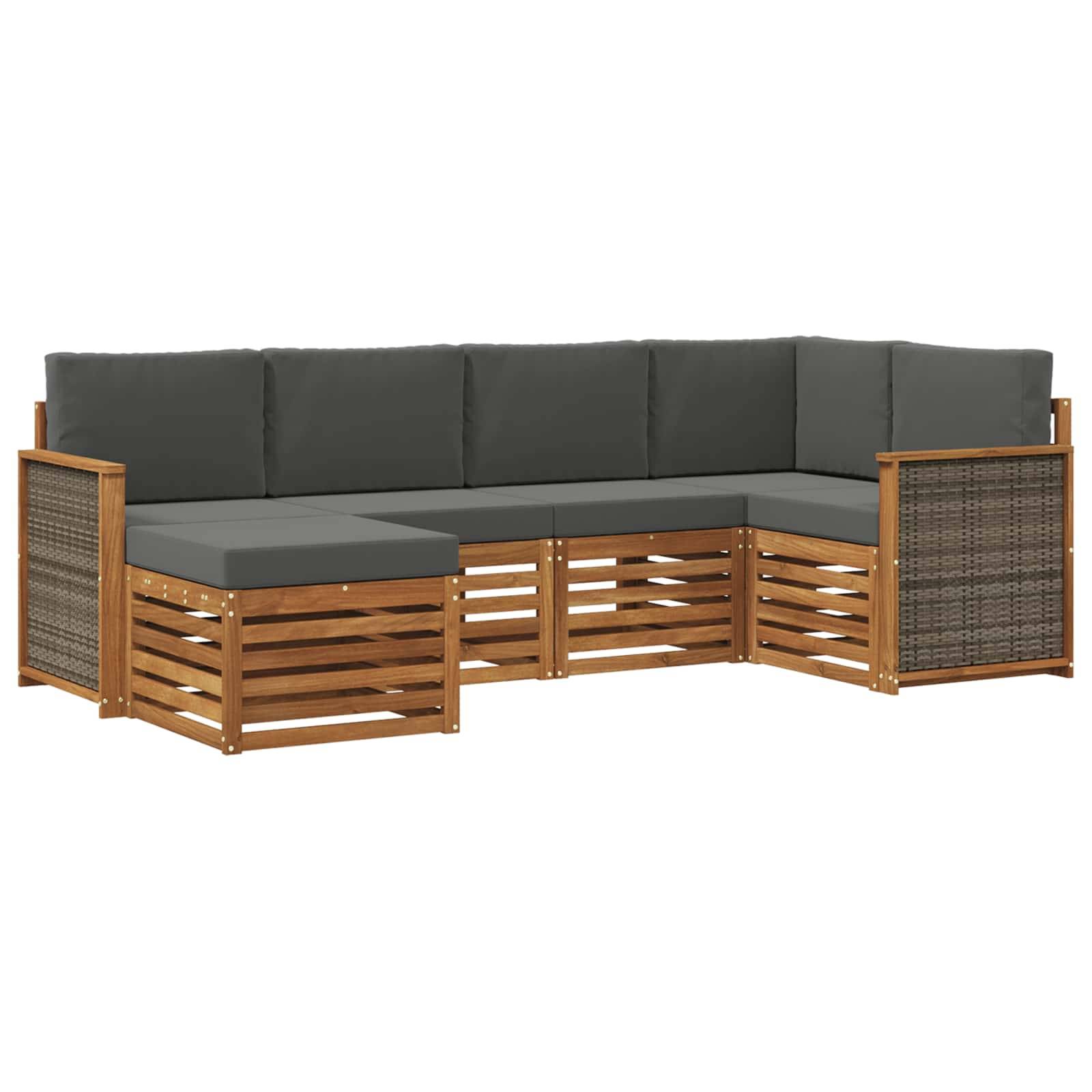 vidaXL Ecksofa Set mit Kissen 5 pcs Natur und Anthrazit