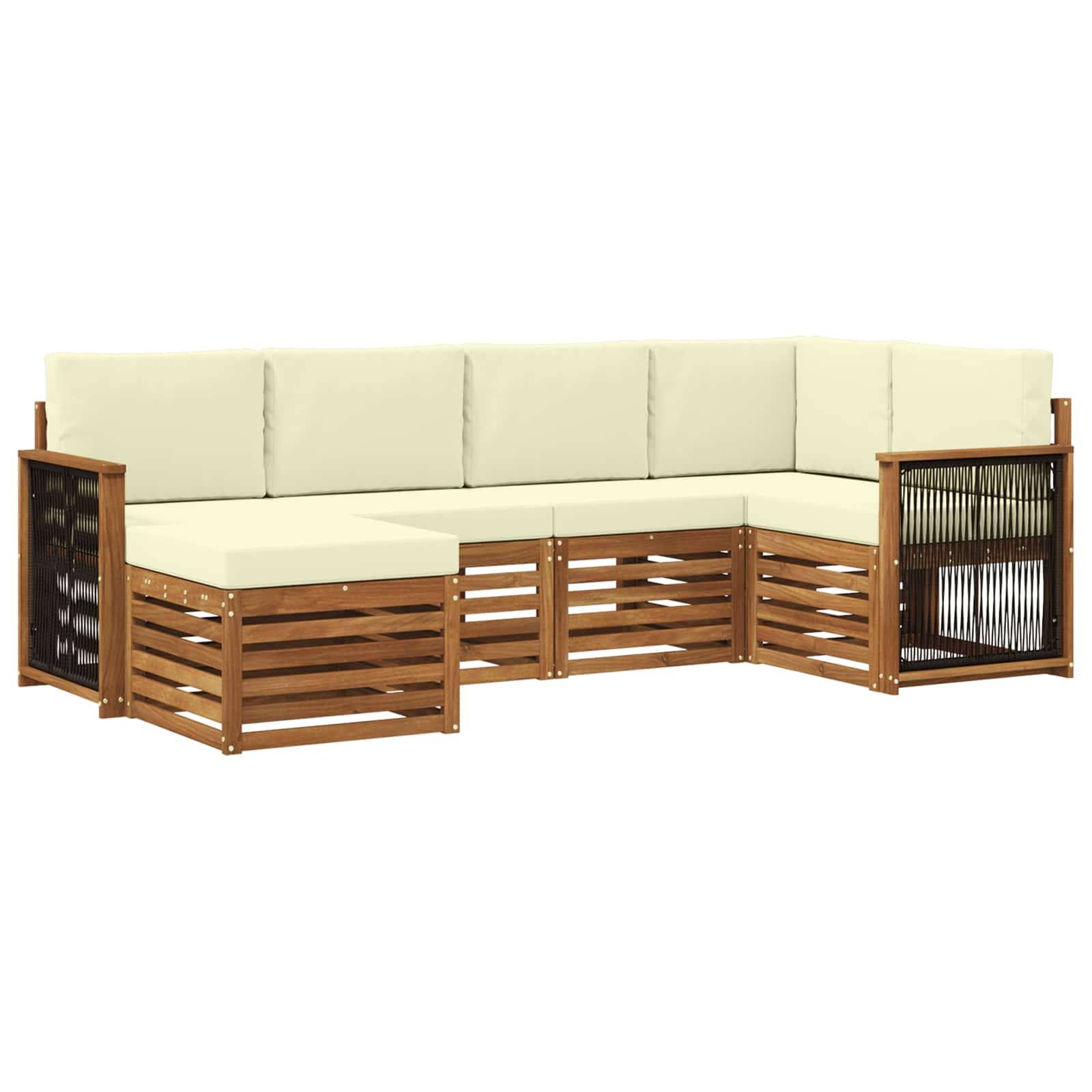 vidaXL Ecksofa Set mit Kissen 5 pcs Natur und Creme