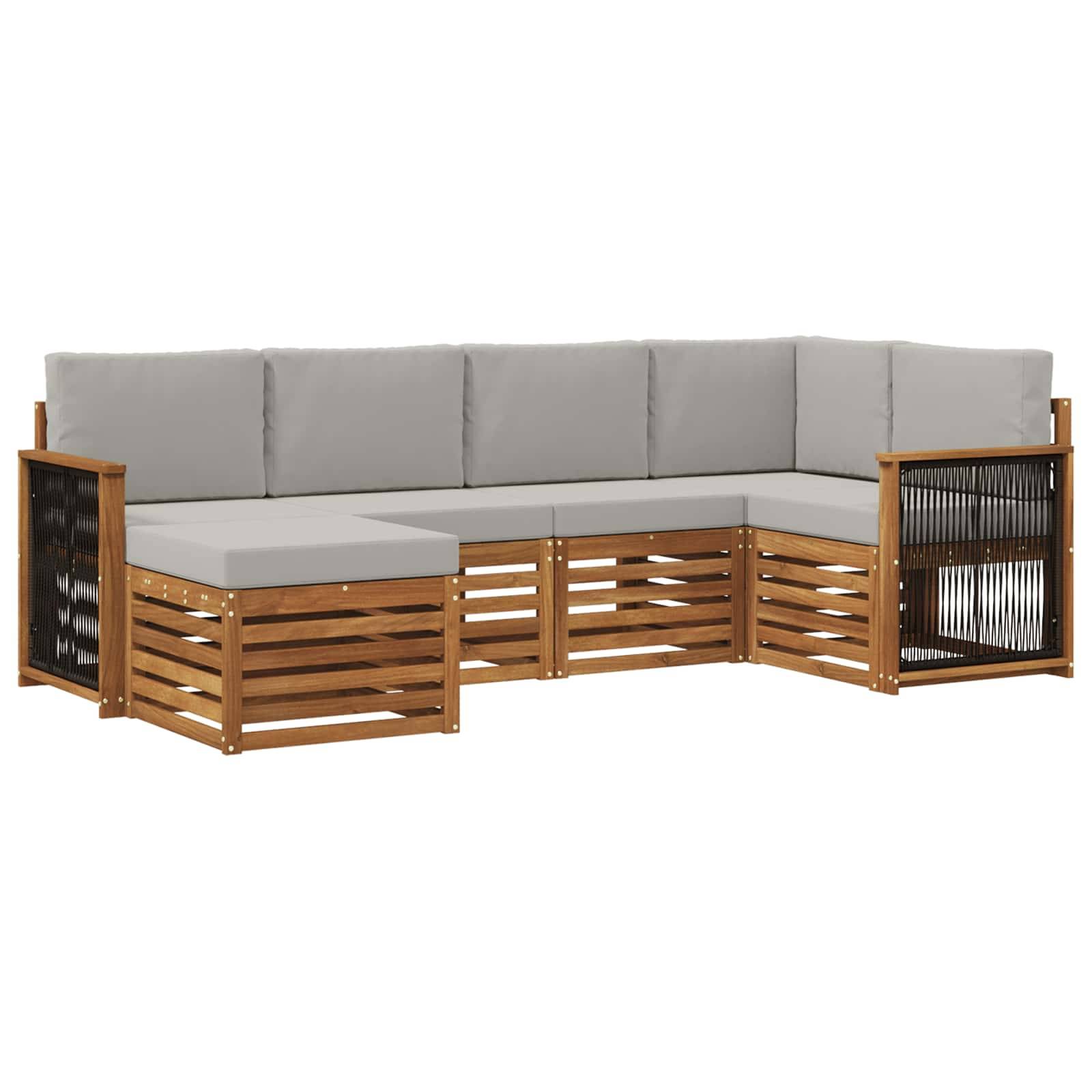 vidaXL Ecksofa Set mit Kissen 5 pcs Natürlich und Hellgrau