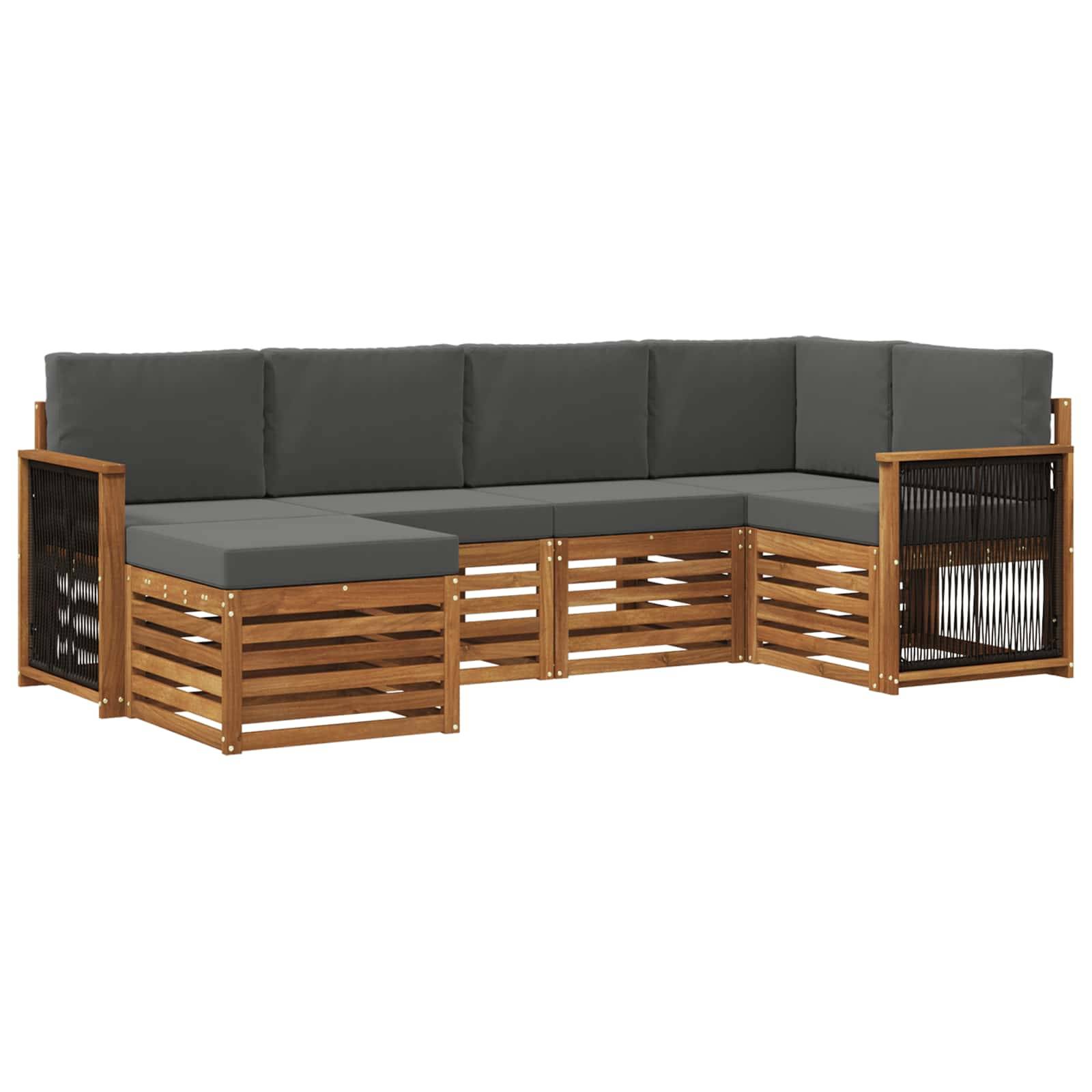 vidaXL Ecksofa Set mit Kissen 5 pcs Natur und Anthrazit