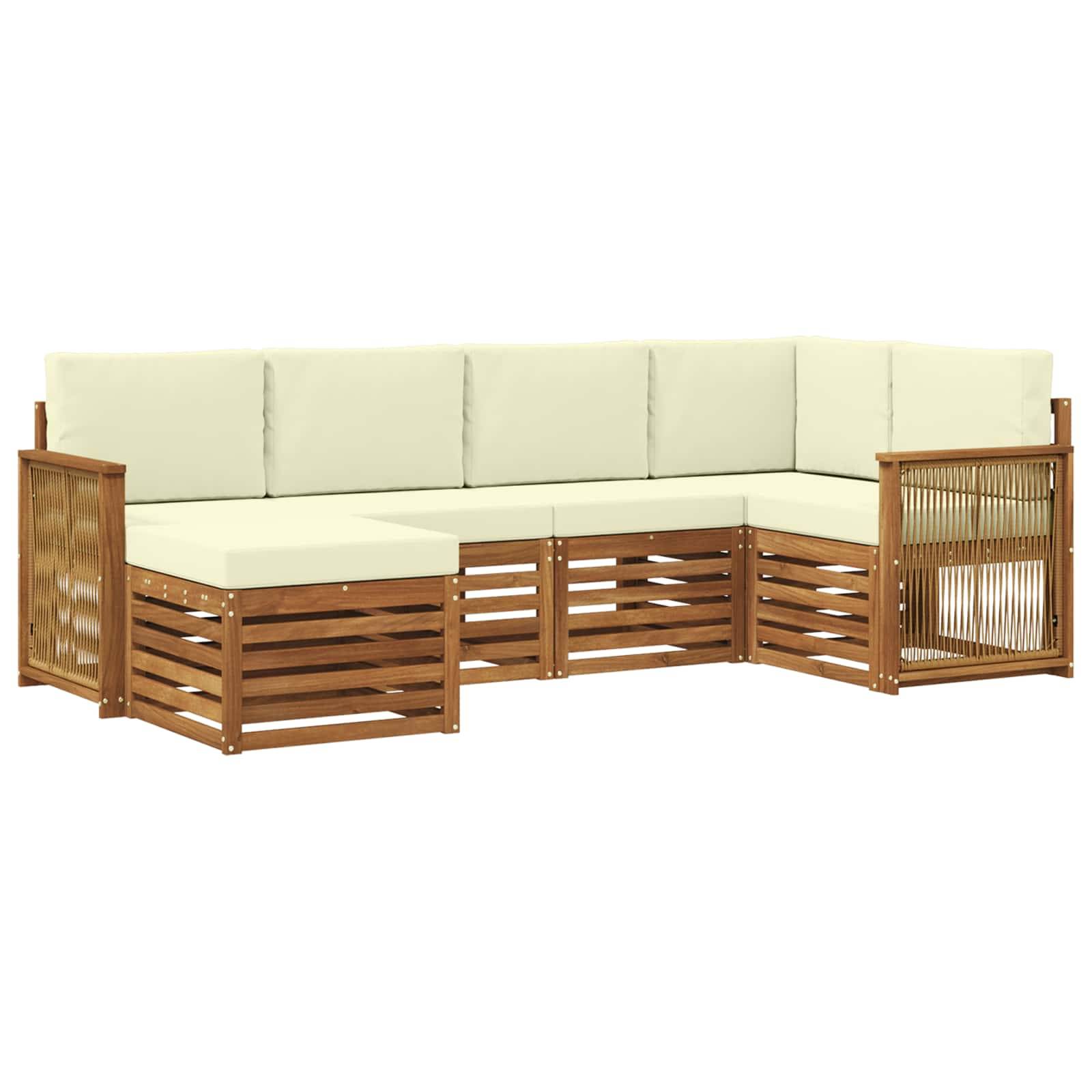 vidaXL Ecksofa Set mit Kissen 5 pcs Natur und Creme