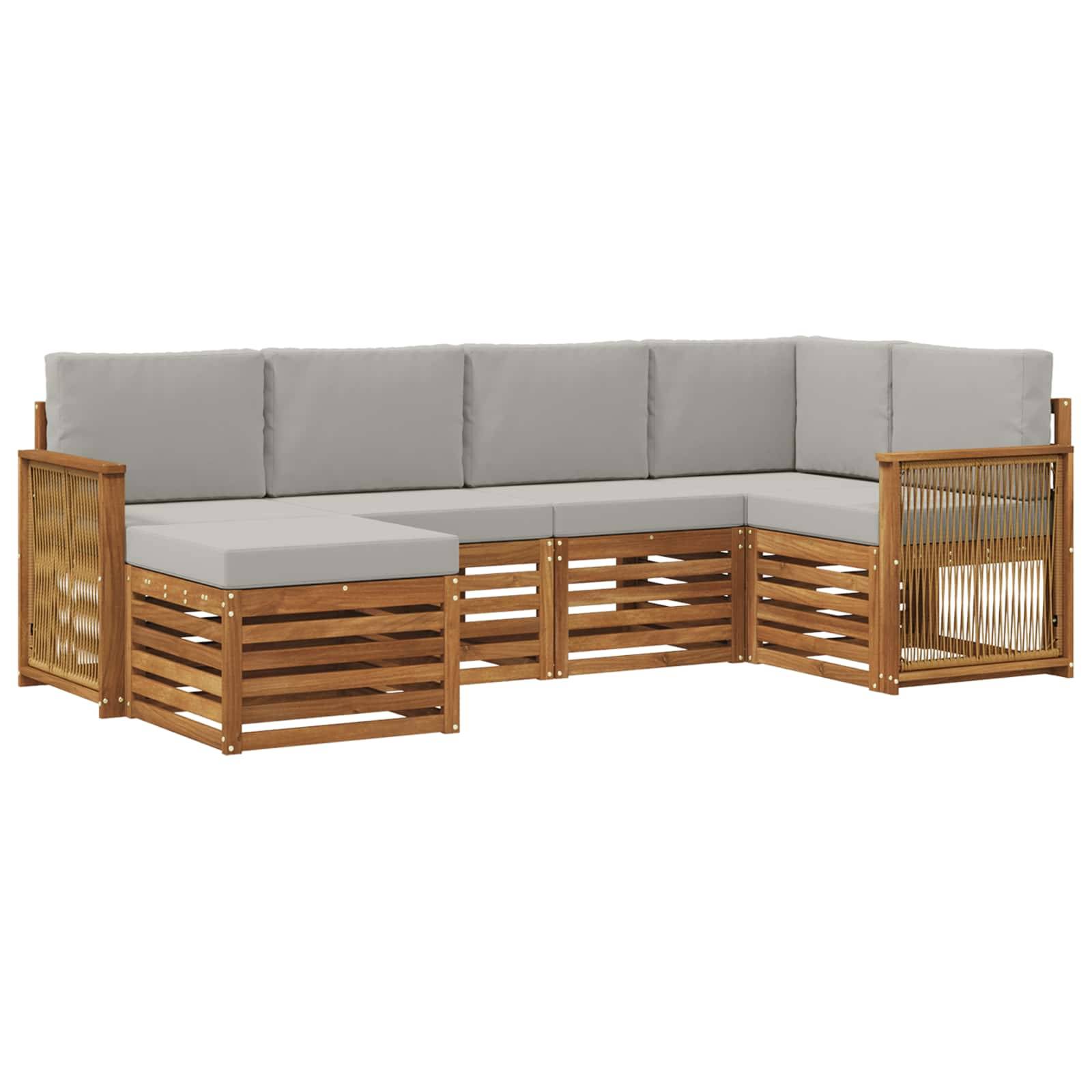 vidaXL Ecksofa Set mit Kissen 5 pcs Natürlich und Hellgrau