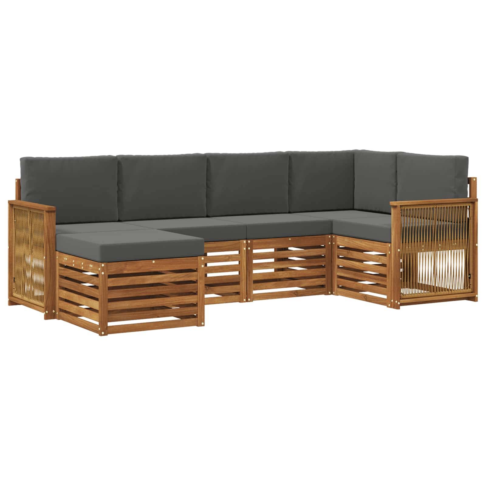 vidaXL Ecksofa Set mit Kissen 5 pcs Natur und Anthrazit