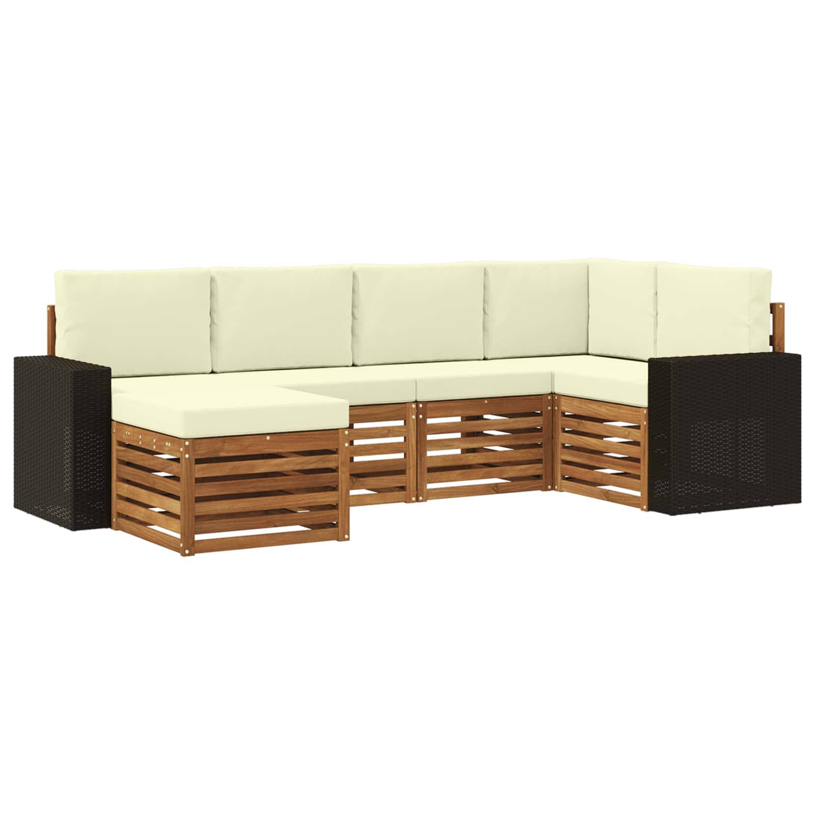 vidaXL Ecksofa Set mit Kissen 6 pcs Natur und Creme