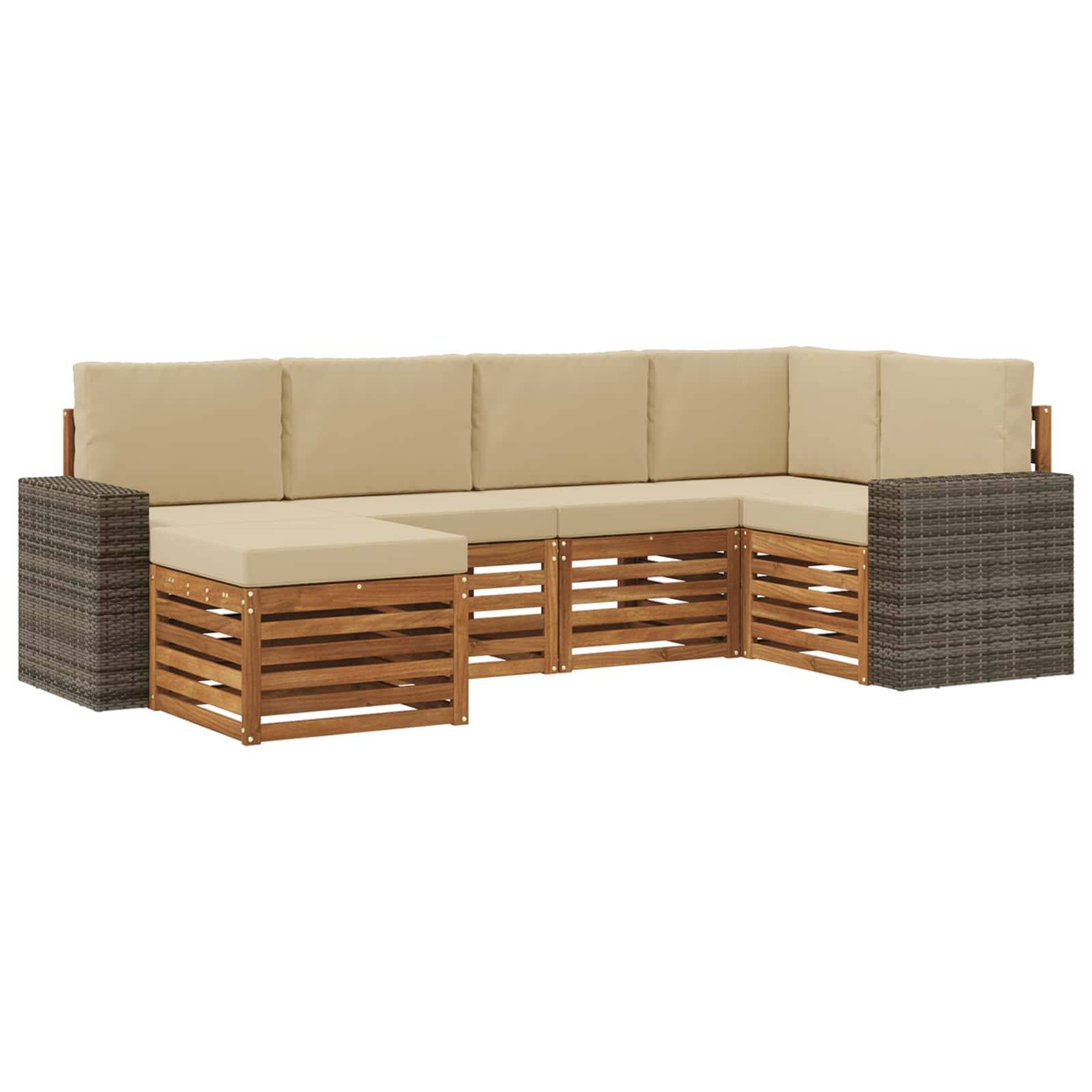 vidaXL Ecksofa Set mit Kissen 6 pcs Natur und Beige
