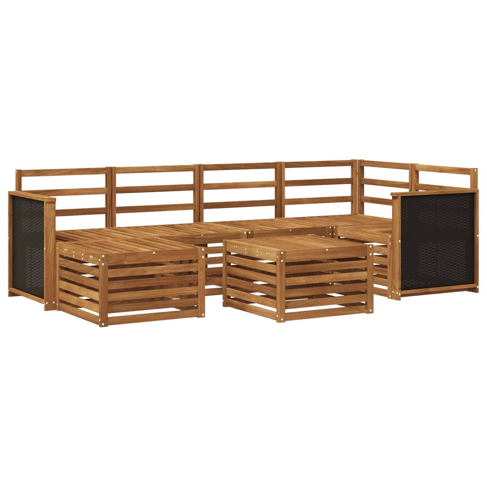 vidaXL Ecksofa Set 6 pcs Natur Massivholz Akazie