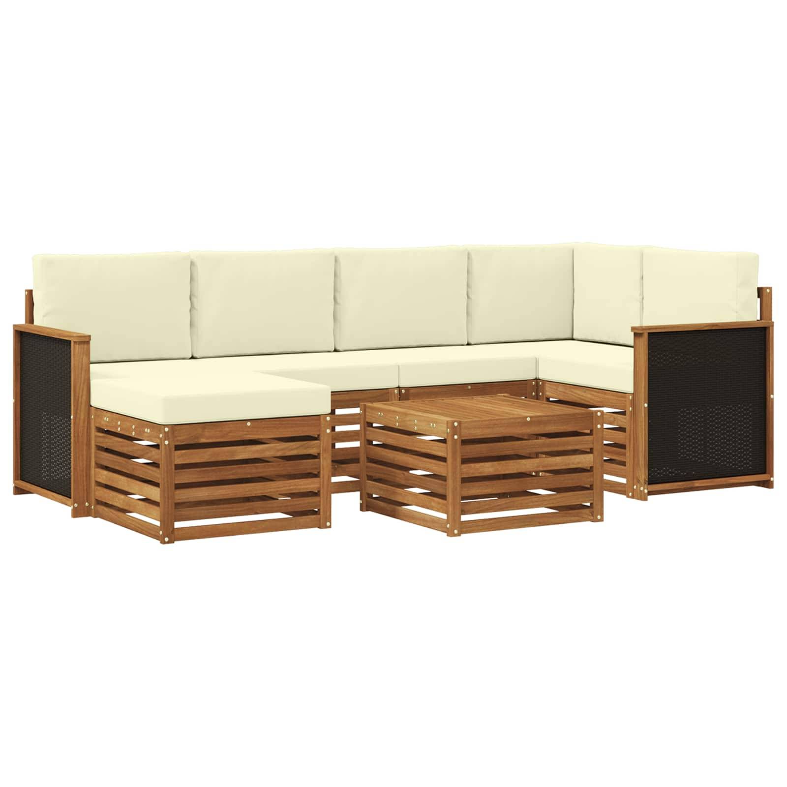 vidaXL Ecksofa Set mit Kissen 6 pcs Natur und Creme
