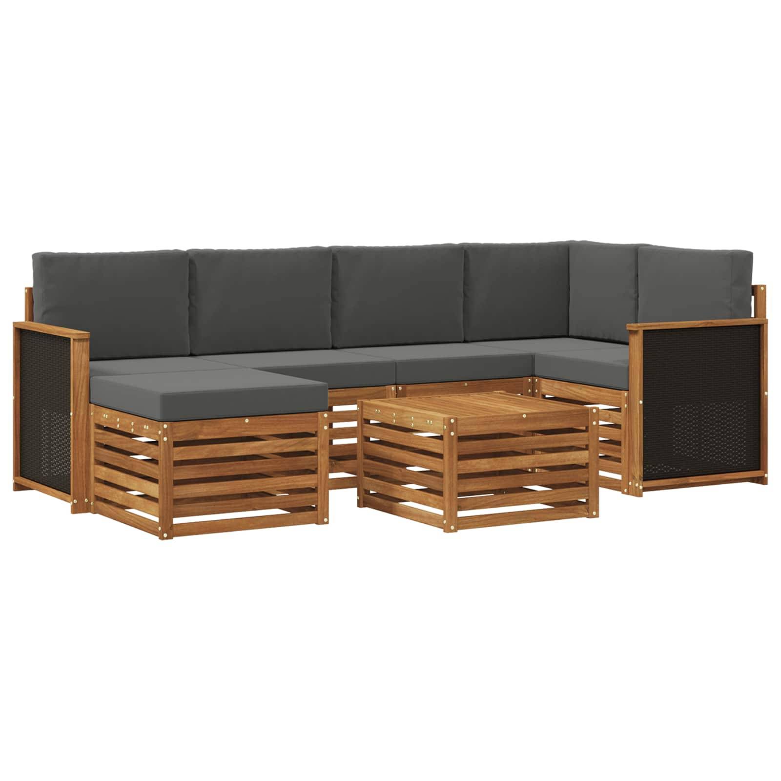 vidaXL Ecksofa Set mit Kissen 6 pcs Natur und Anthrazit