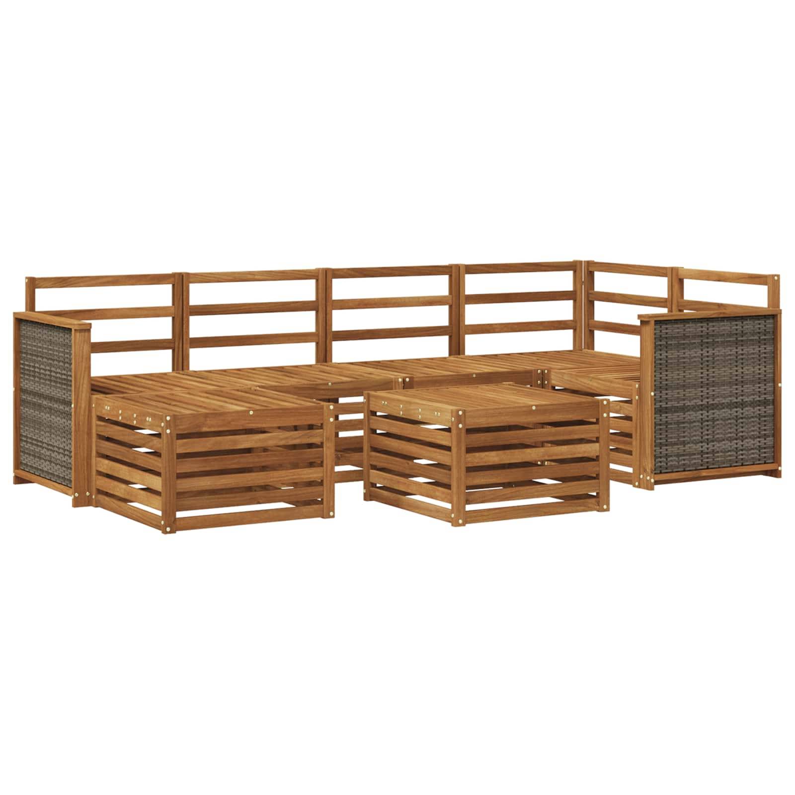 vidaXL Ecksofa Set 6 pcs Natur Massivholz Akazie
