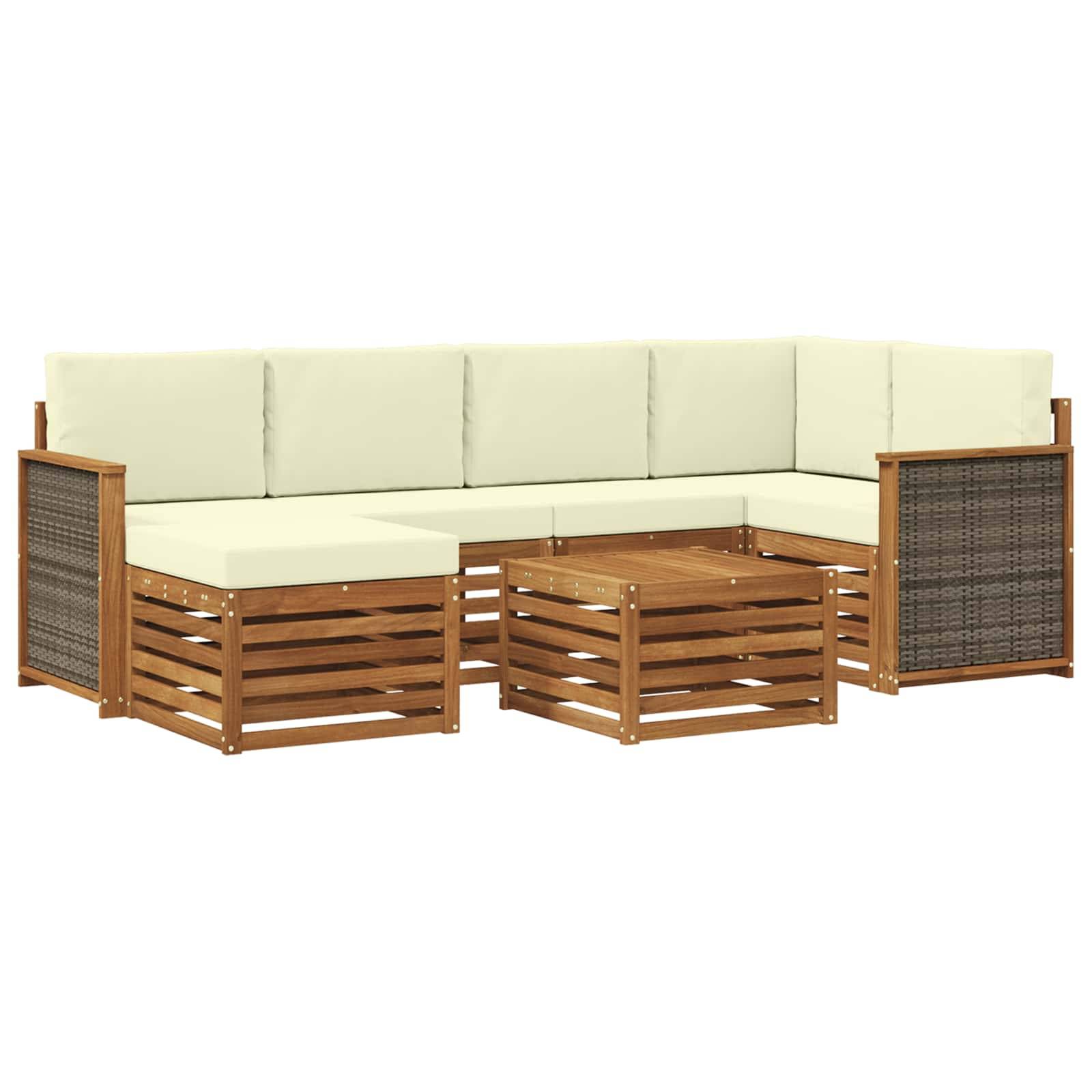 vidaXL Ecksofa Set mit Kissen 6 pcs Natur und Creme