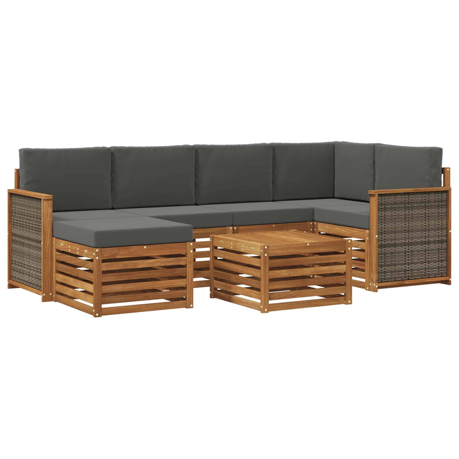 vidaXL Ecksofa Set mit Kissen 6 pcs Natur und Anthrazit