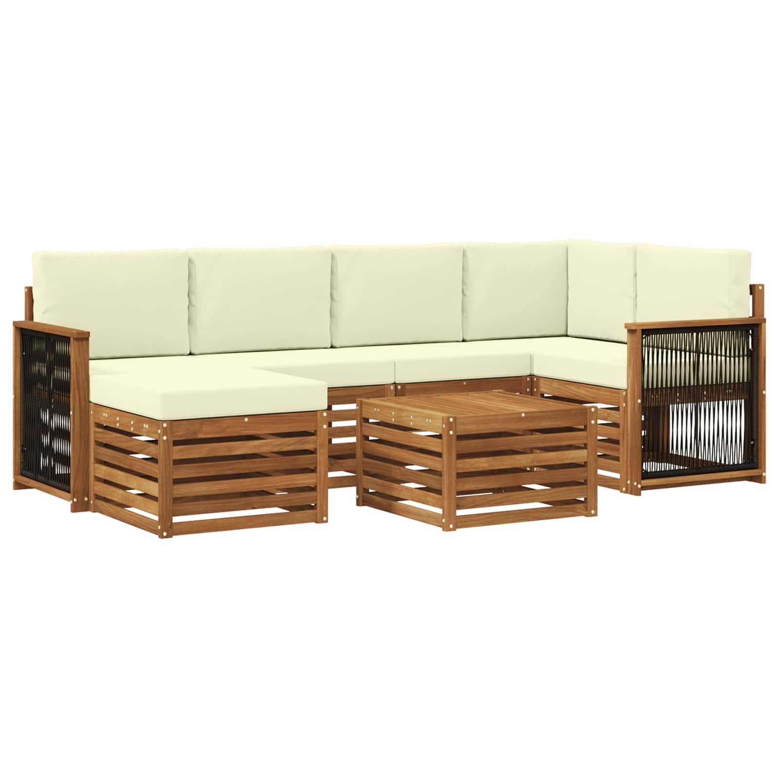 vidaXL Ecksofa Set mit Kissen 6 pcs Natur und Creme