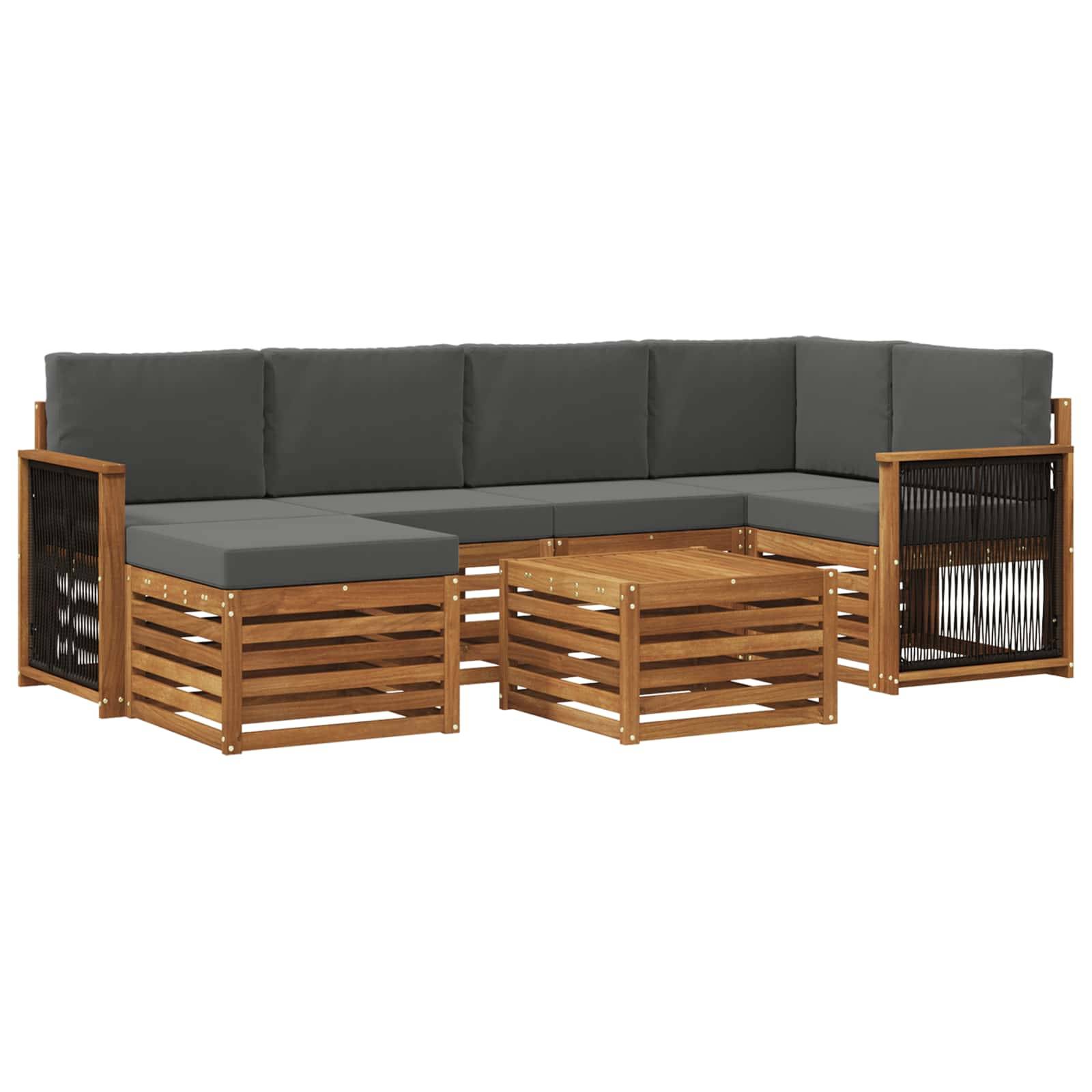 vidaXL Ecksofa Set mit Kissen 6 pcs Natur und Anthrazit