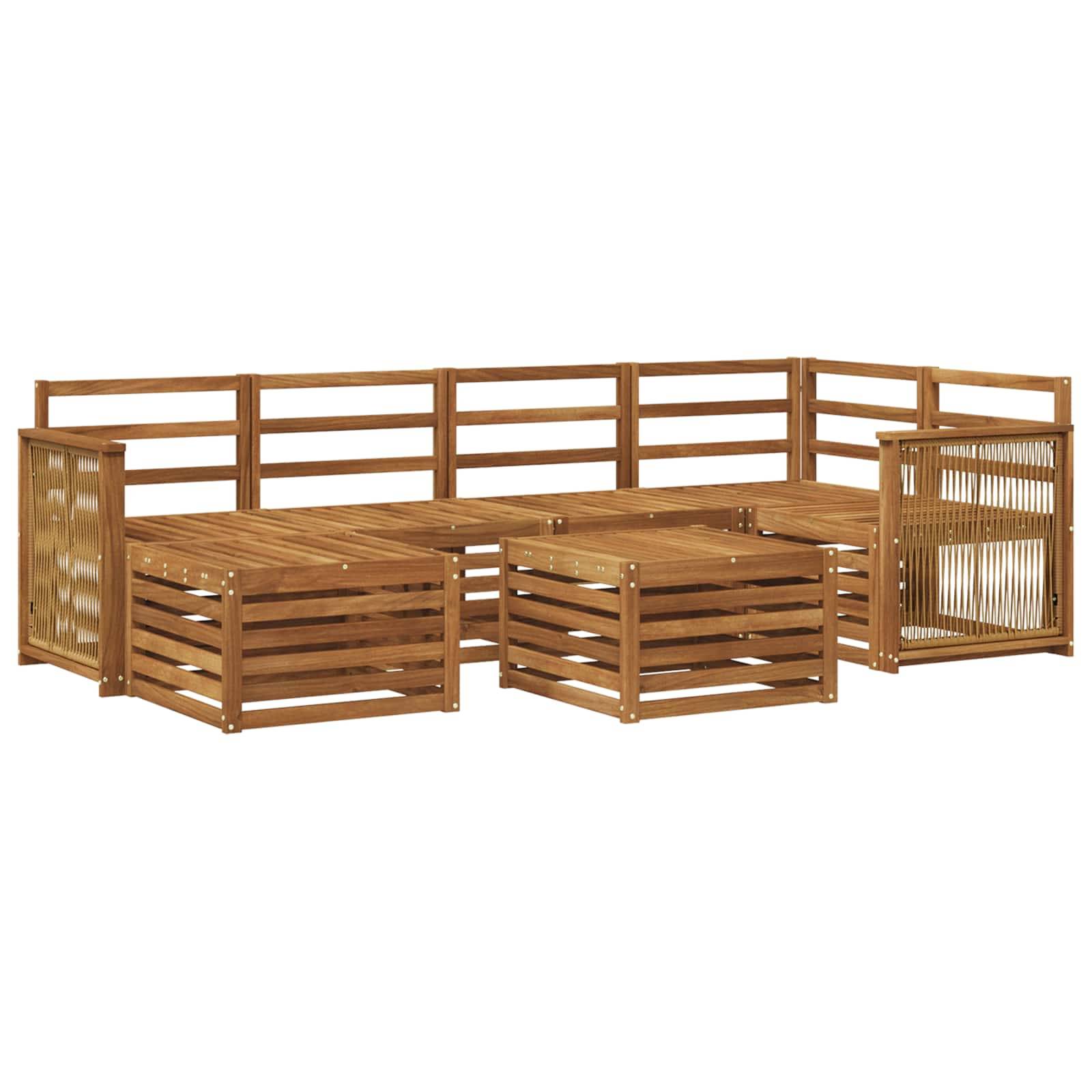 vidaXL Ecksofa Set 6 pcs Natur Massivholz Akazie