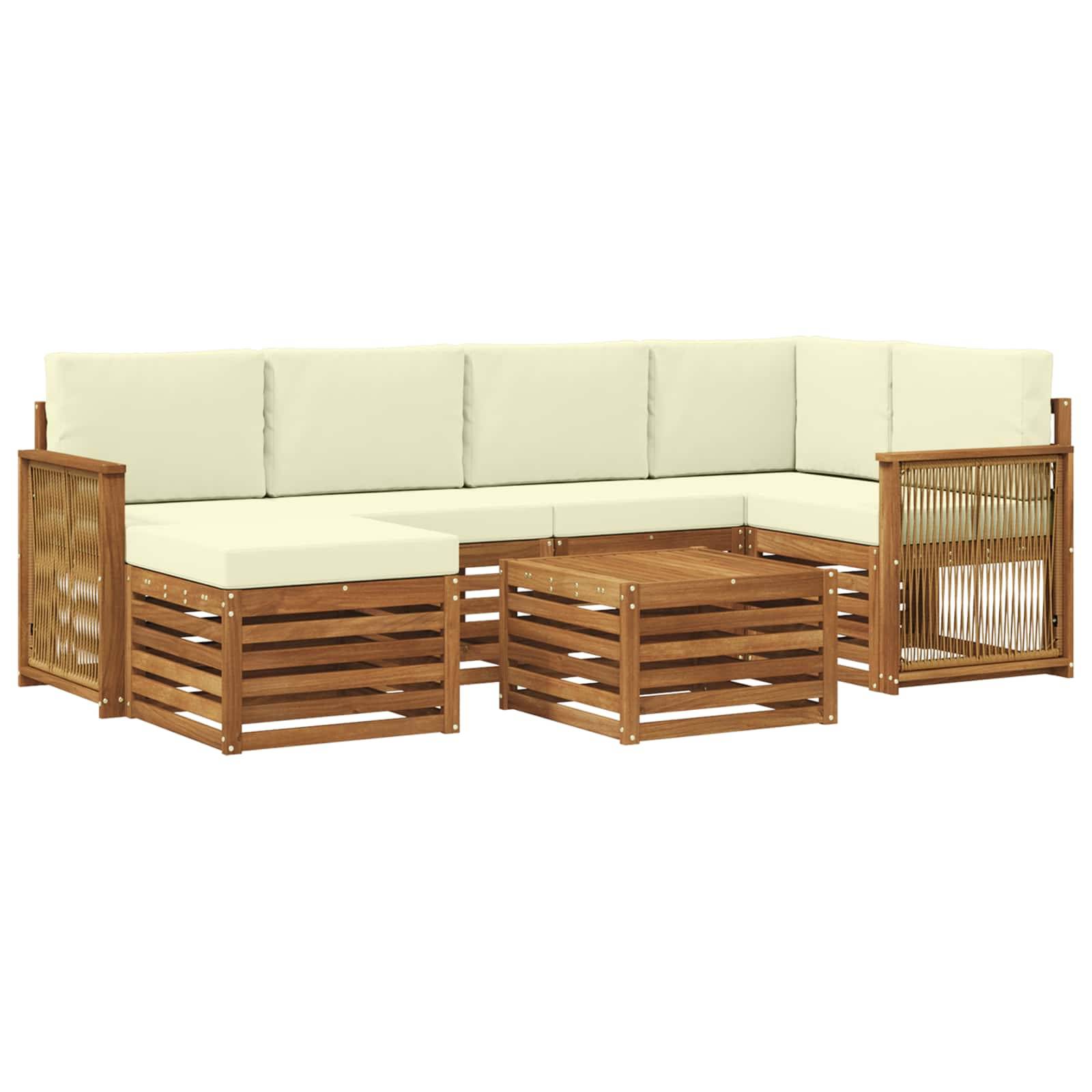 vidaXL Ecksofa Set mit Kissen 6 pcs Natur und Creme