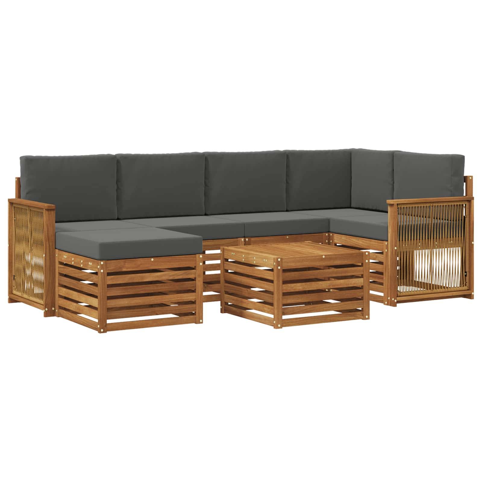 vidaXL Ecksofa Set mit Kissen 6 pcs Natur und Anthrazit