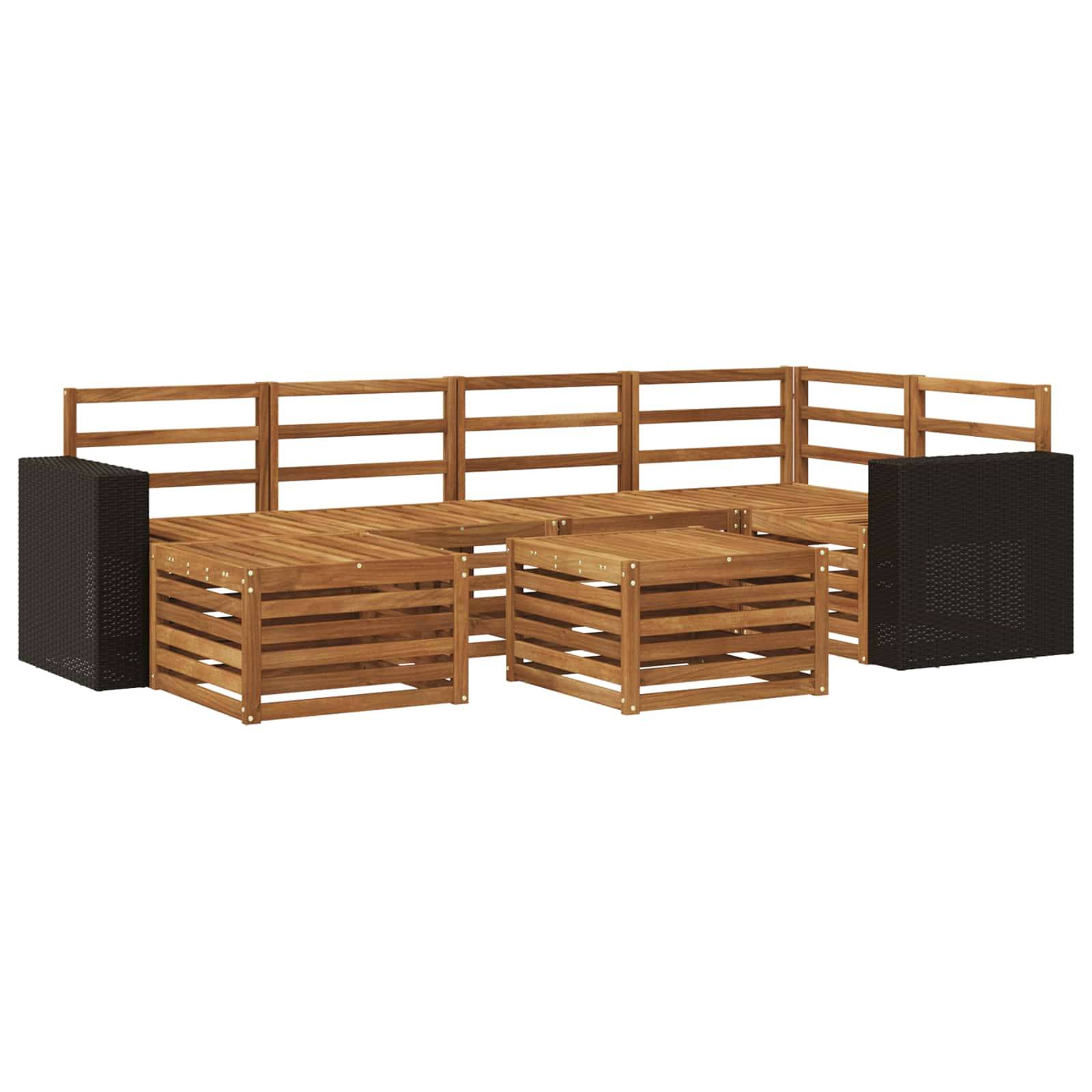 vidaXL Ecksofa Set 7 pcs Natur Massivholz Akazie