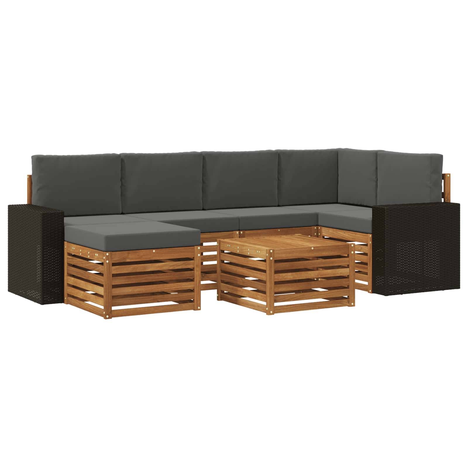 vidaXL Ecksofa Set 7 pcs Natur und Anthrazit Massivholz Akazie