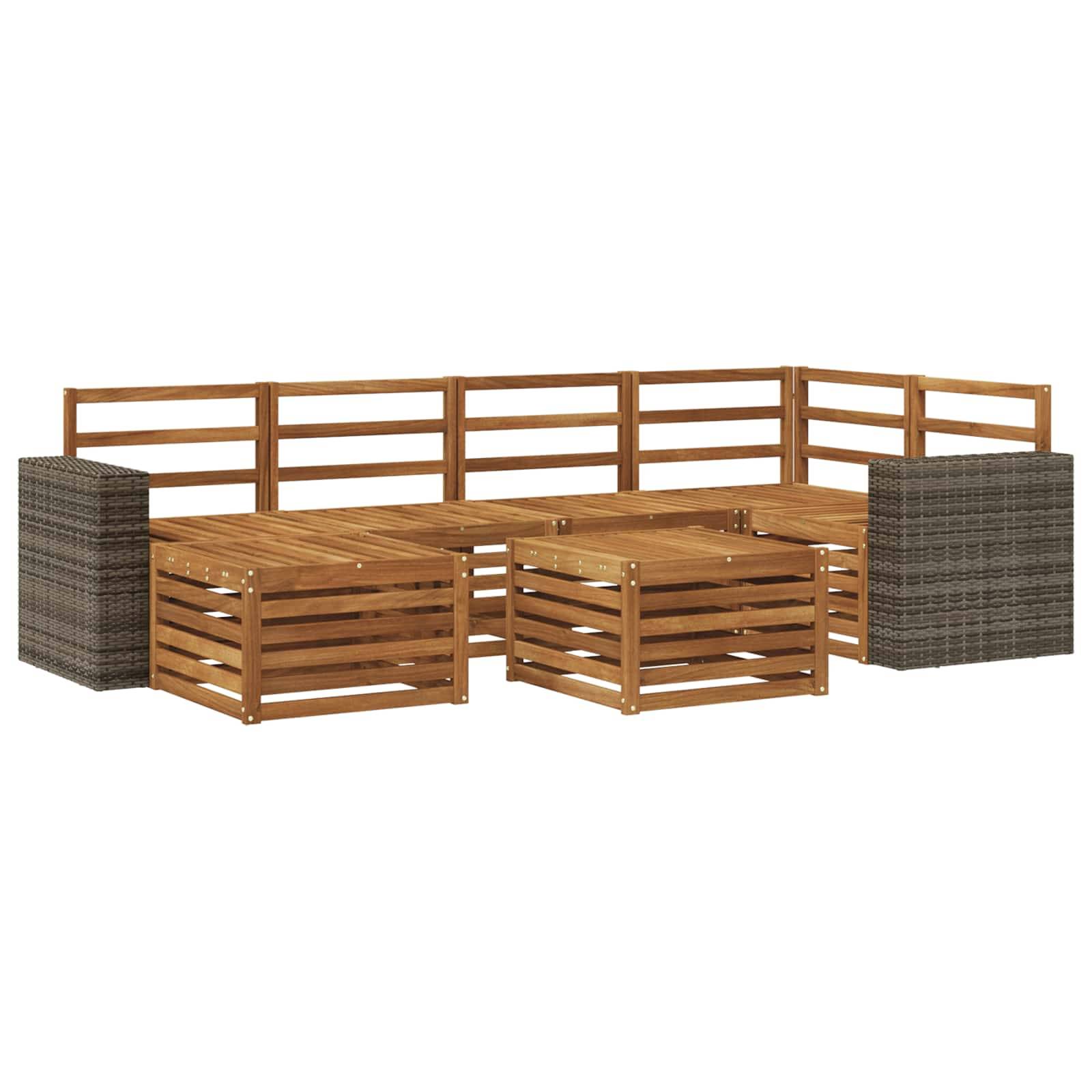 vidaXL Ecksofa Set 6 pcs Natur Massivholz Akazie