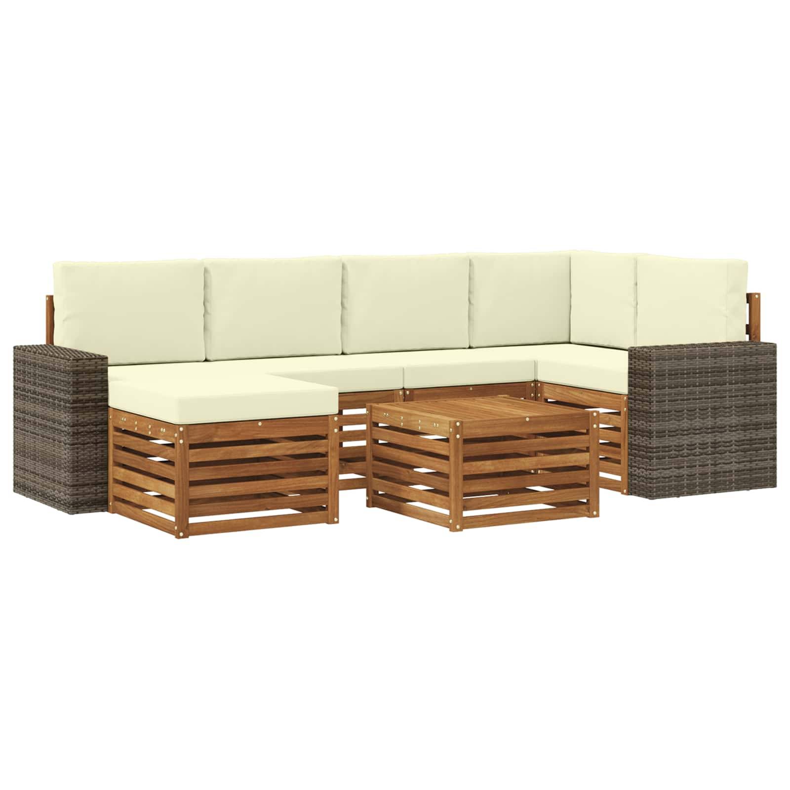 vidaXL Ecksofa Set mit Kissen 7 pcs Natur und Creme