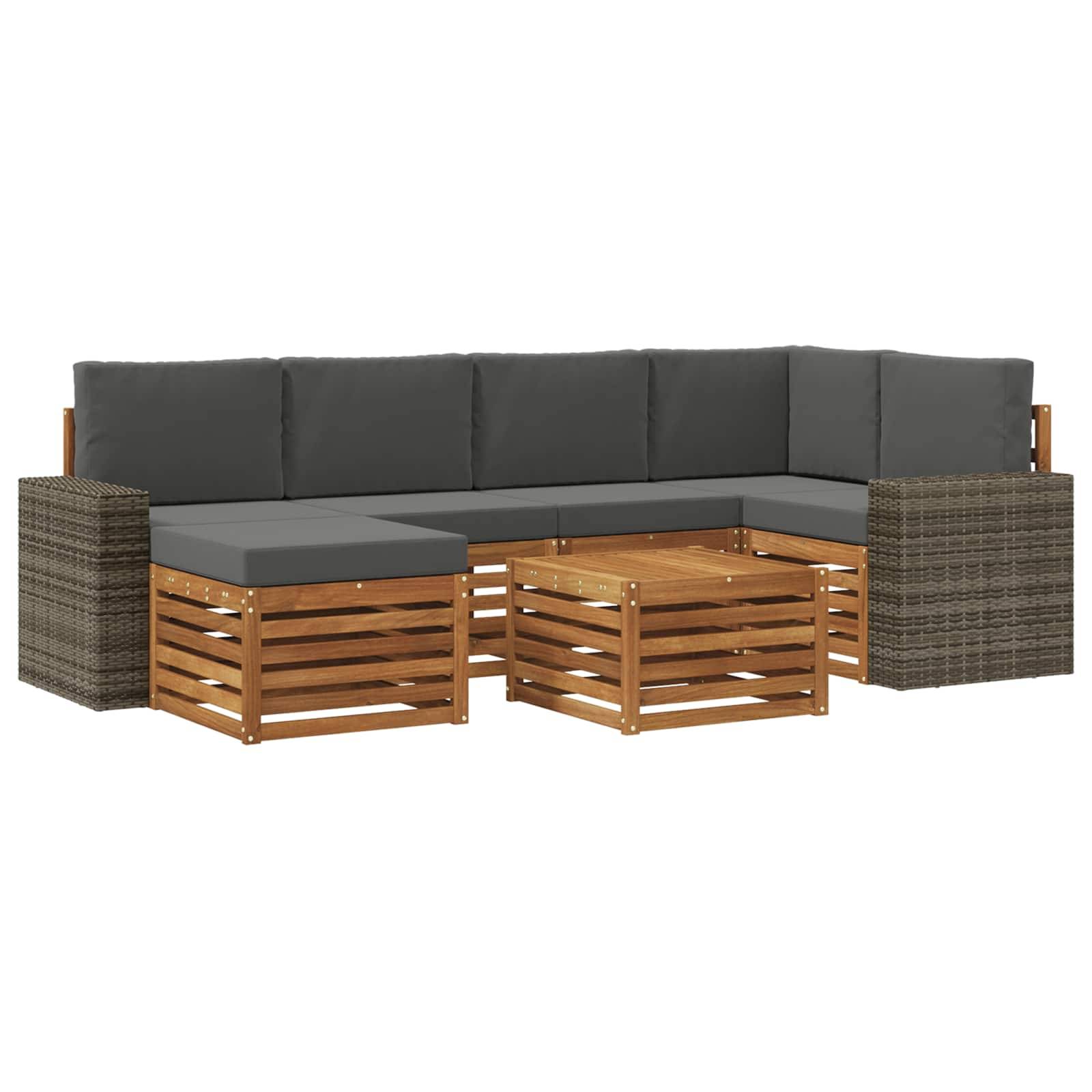 vidaXL Ecksofa Set 7 pcs Natur und Anthrazit Massivholz Akazie