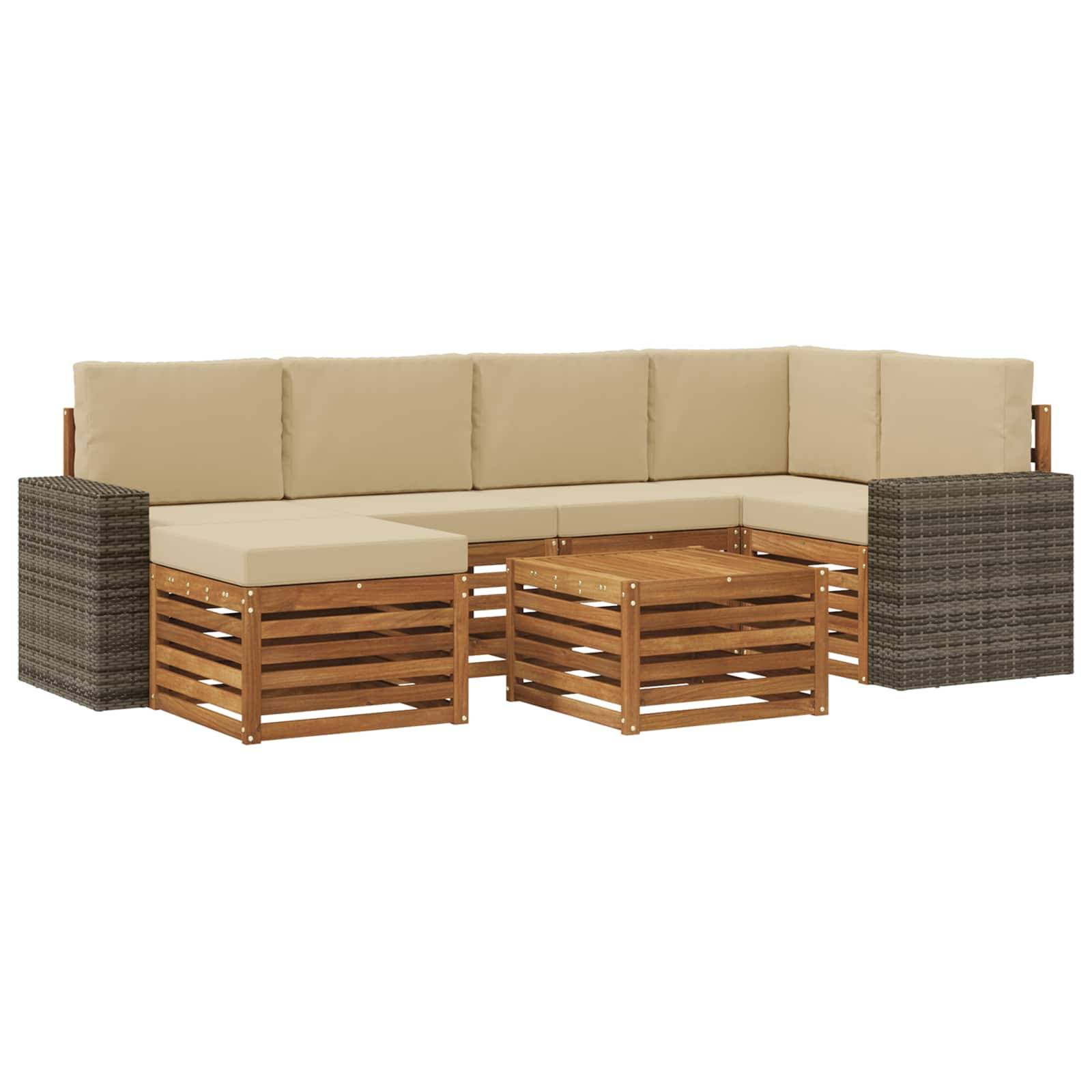 vidaXL Ecksofa Set mit Kissen 7 pcs Natur und Beige