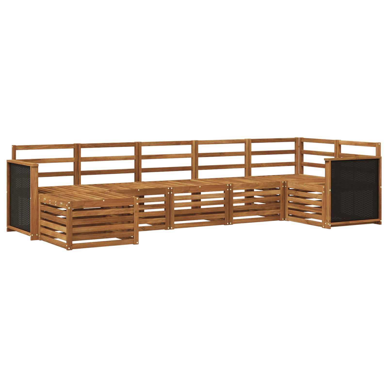 vidaXL Ecksofa Set 6 pcs Natur Massivholz Akazie