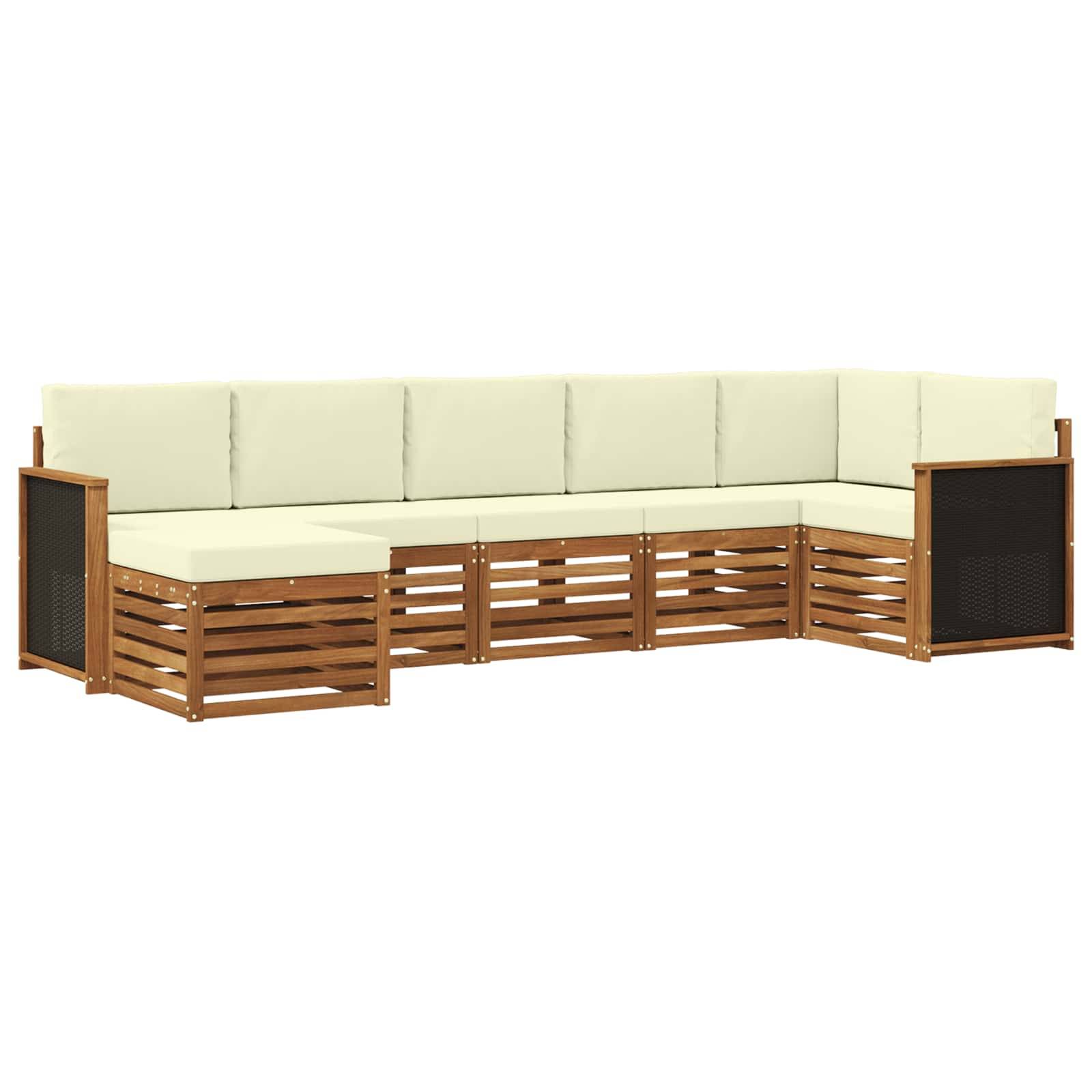 vidaXL Ecksofa Set mit Kissen 6 pcs Natur und Creme