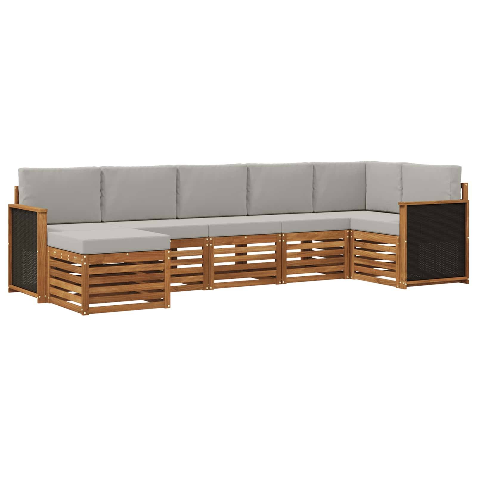 vidaXL Ecksofa Set mit Kissen 6 pcs Natürlich und Hellgrau