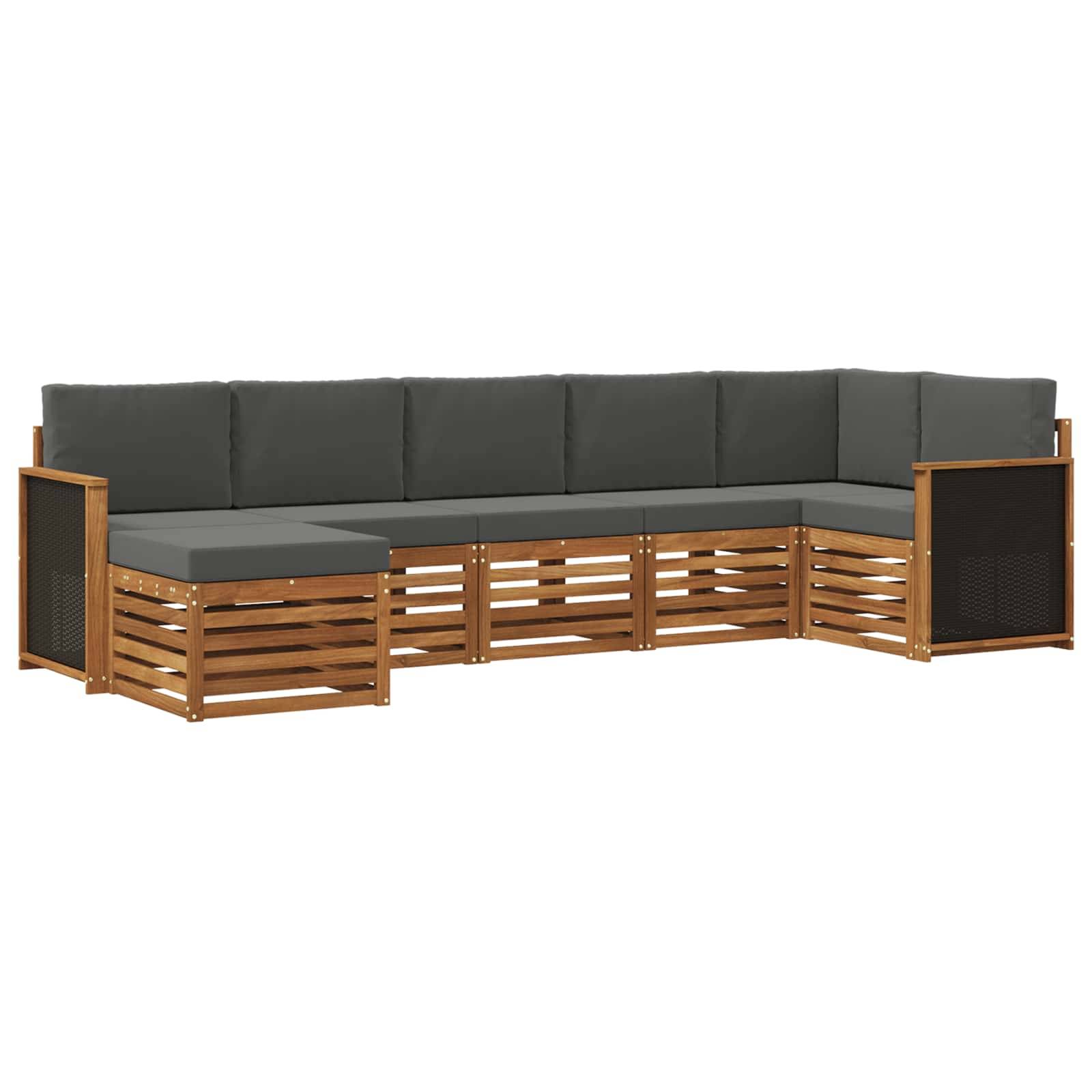 vidaXL Ecksofa Set mit Kissen 6 pcs Natur und Anthrazit