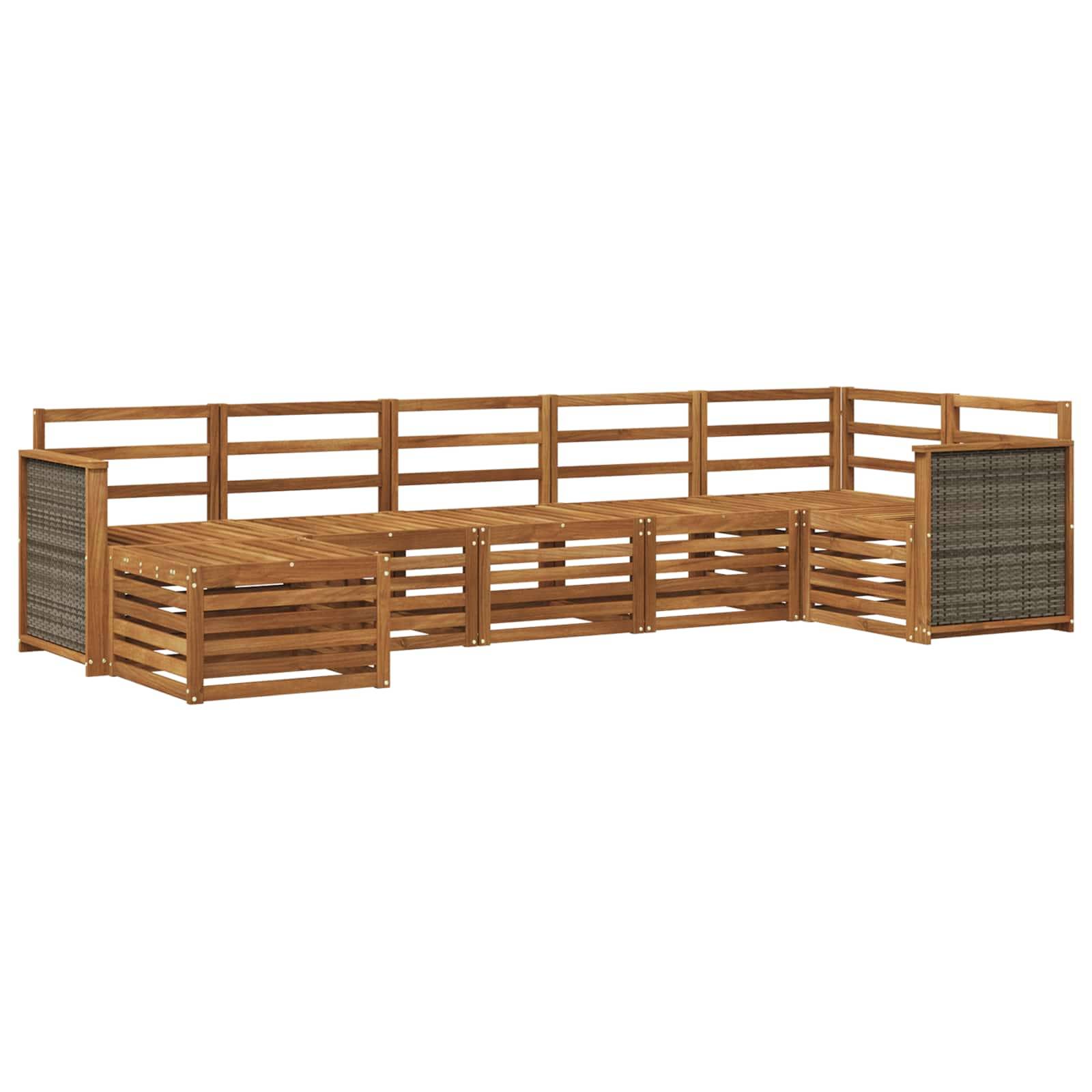 vidaXL Ecksofa Set 6 pcs Natur Massivholz Akazie
