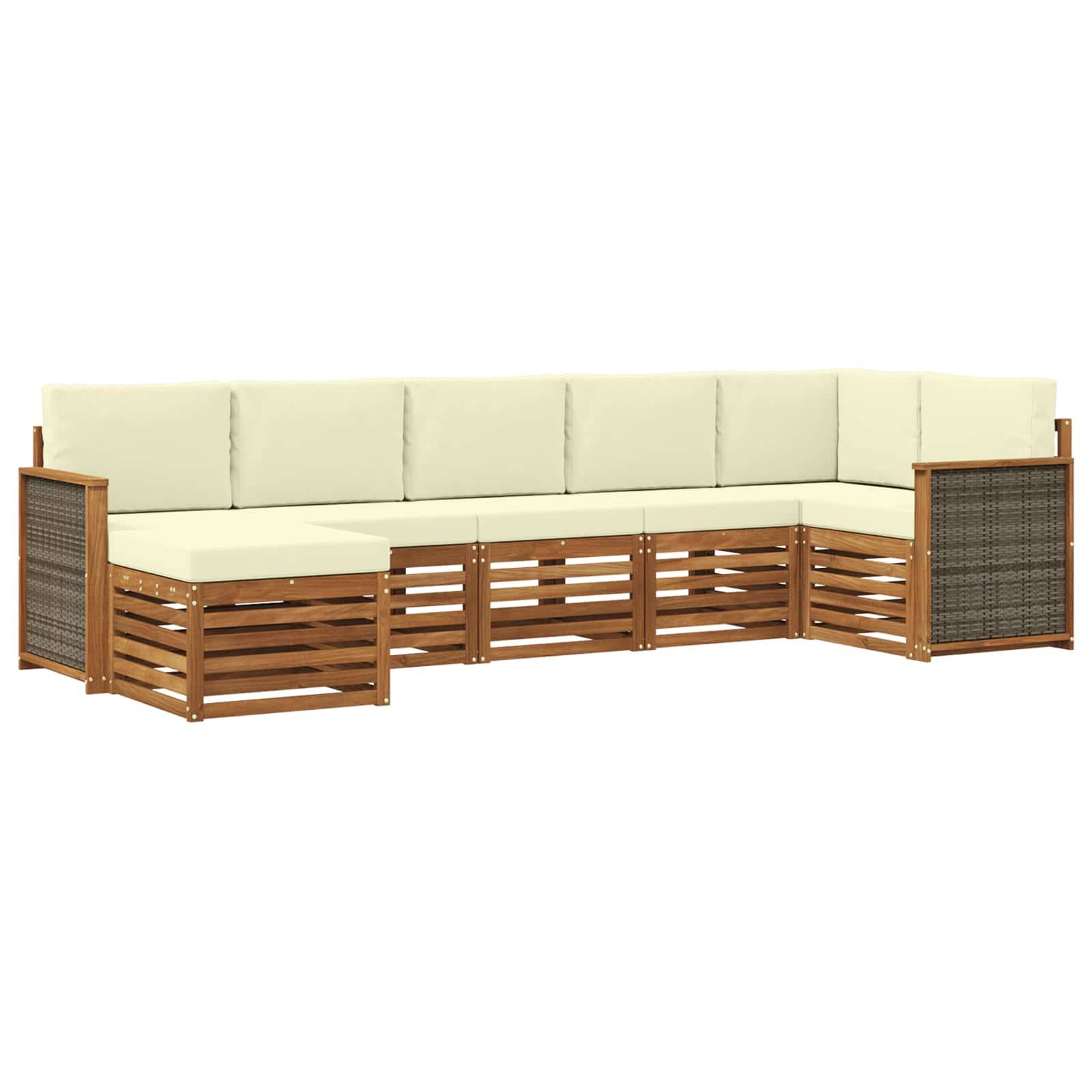 vidaXL Ecksofa Set mit Kissen 6 pcs Natur und Creme